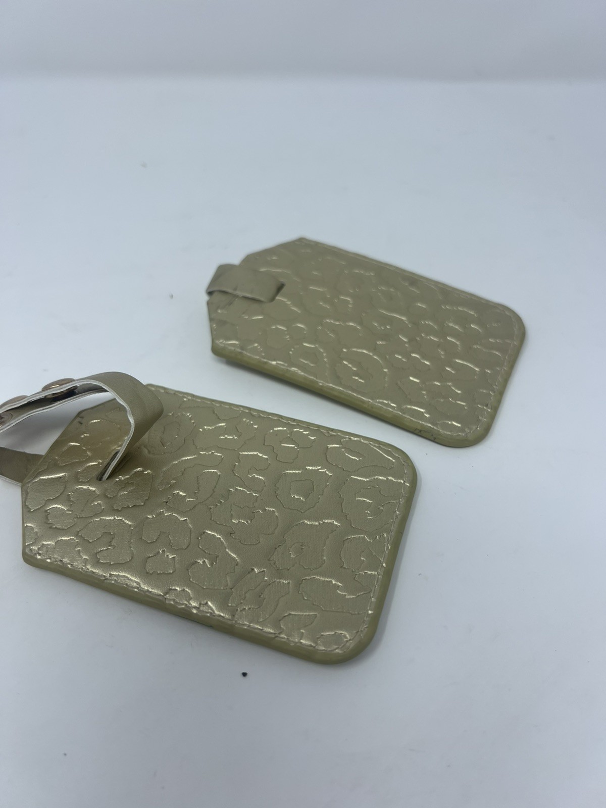 Miamica My Tag My Bag Luggage Tag 2 Piece Set Faux Leather Metallic Gold