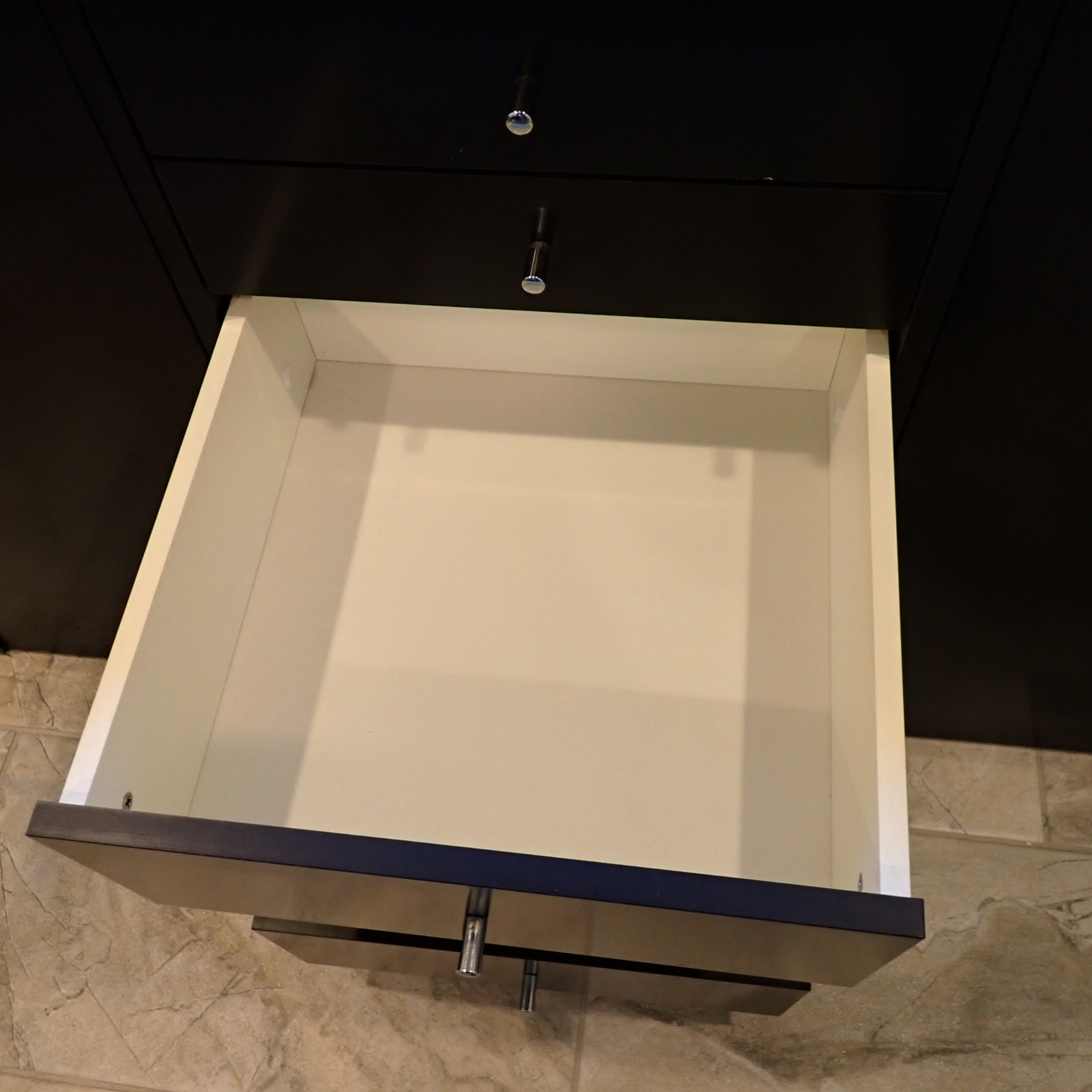 Modern Designer Black Lacquer Sideboard Credenza 58” 2 Door 6 Drawer Storage