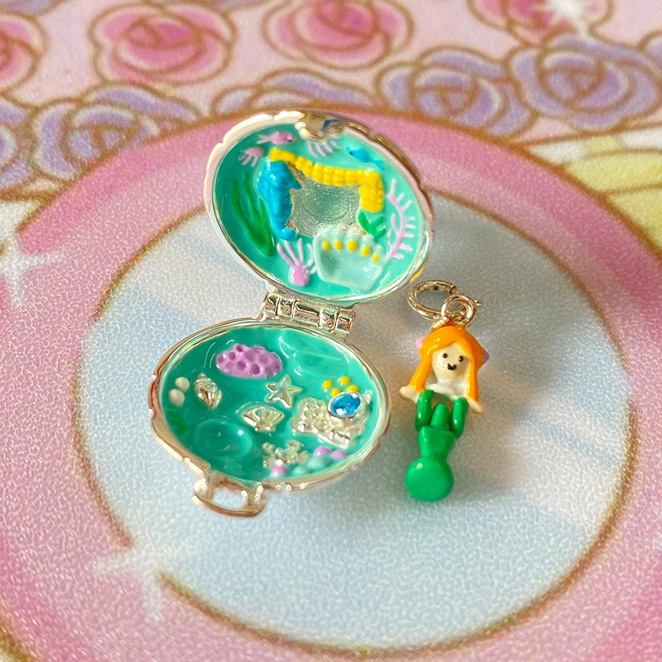 Polly pocket seashine mermaid locket sterling silver charm for bracelet