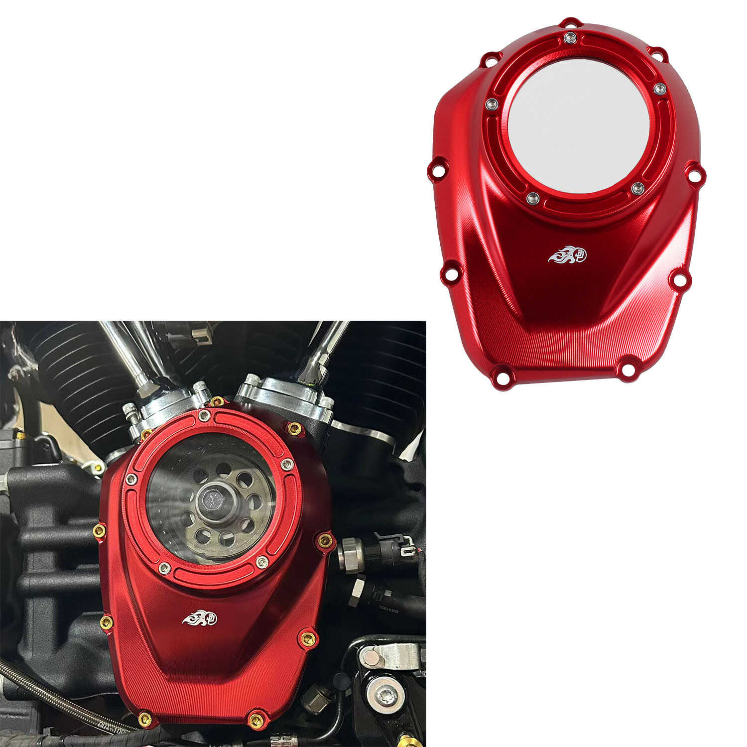 Red M8 Engine Camshaft Cover for Harley 2018-2024 Softail, 2017-2023 Touring FLH