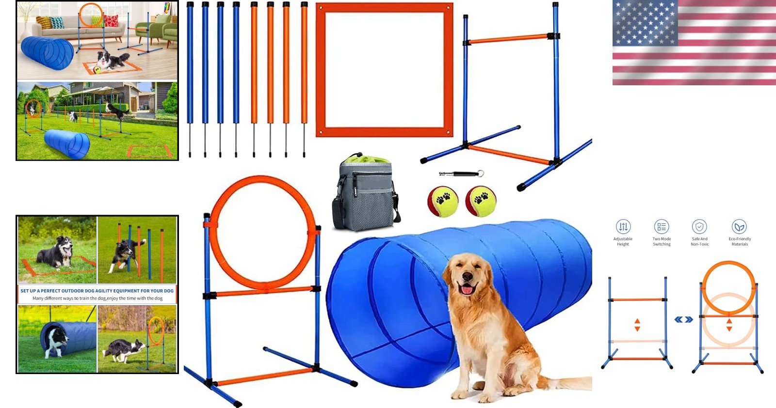 Durable Dog Agility Training Equipment Set - 60 Pieces for All Dog Sizes