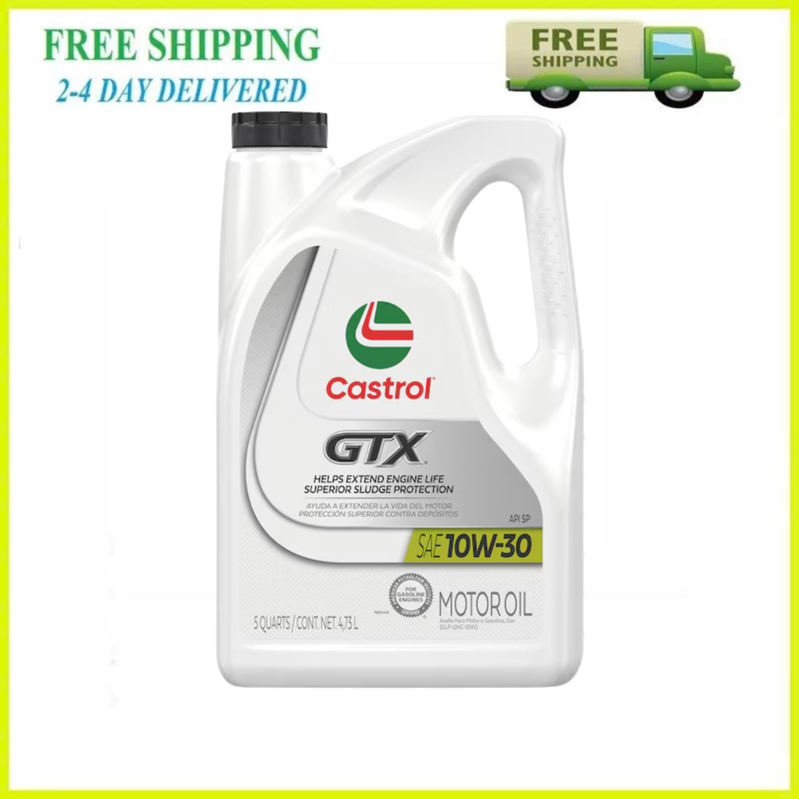 Castrol GTX 10W-30 Conventional Motor Oil 5 Quarts Sludge Protection - New