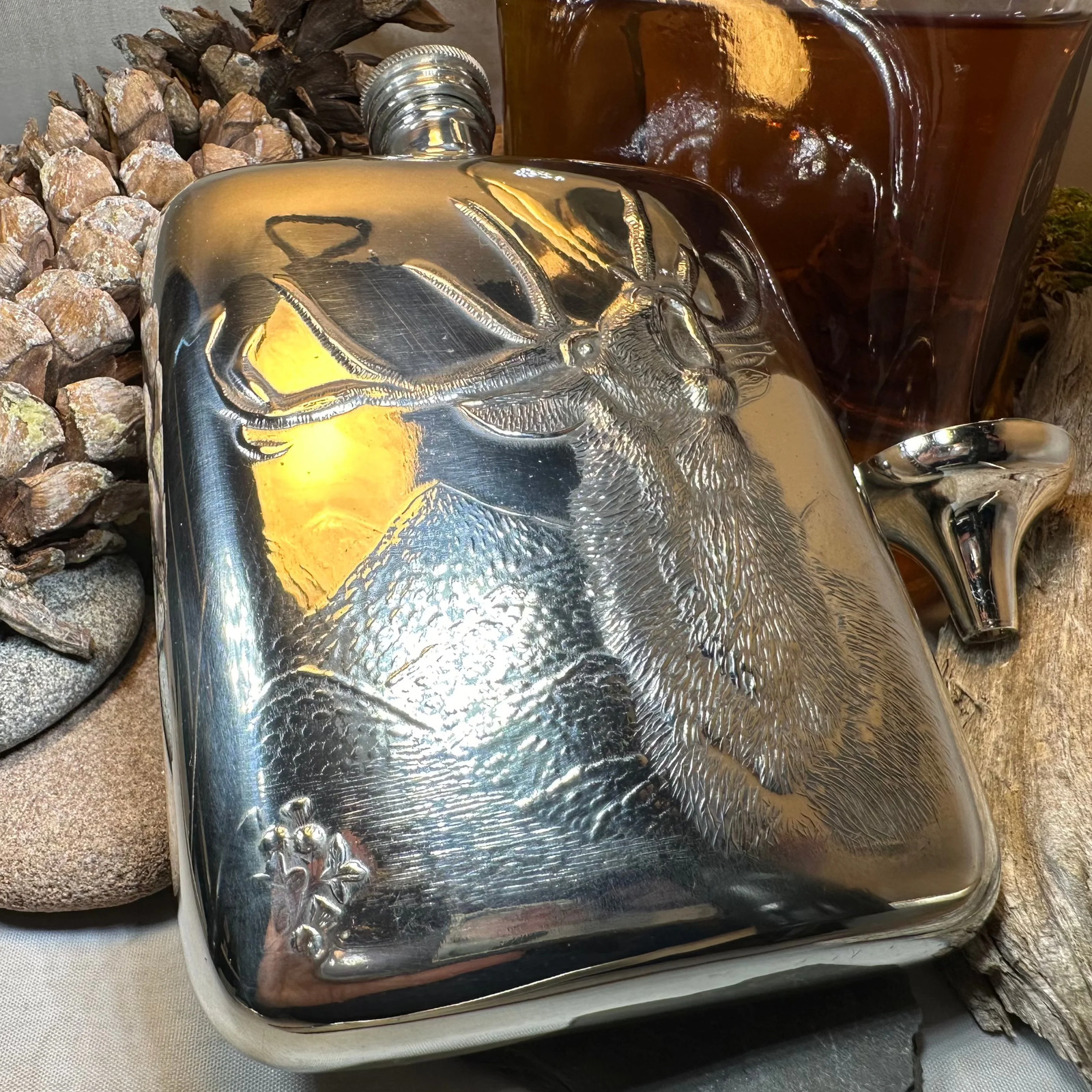 Stag Pewter Hip Flask Hunting Hunter Whisky Lover Mens Gifts