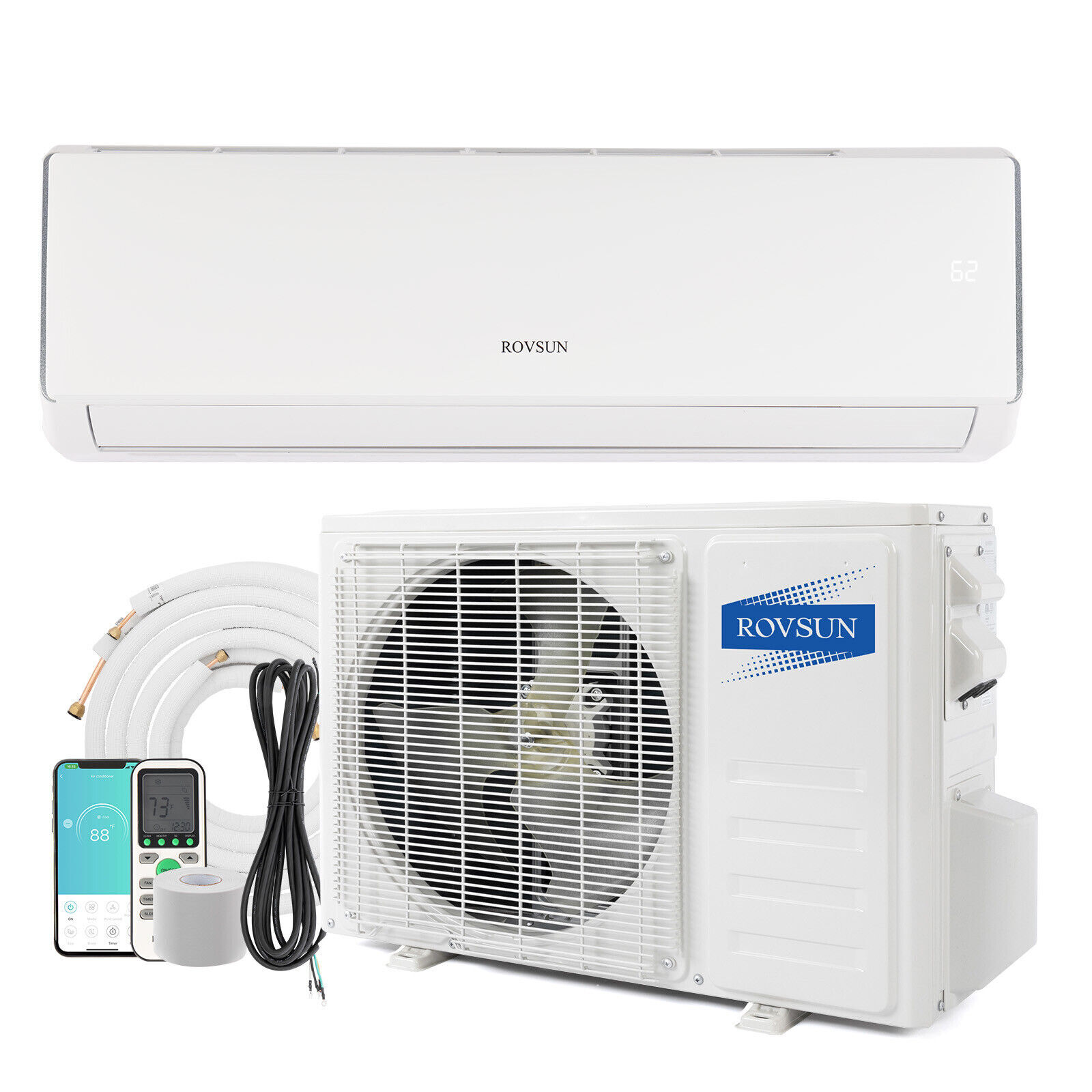 11000 BTU Inverter Ductless Air Conditioner & Heat Pump WiFi Mini Split Kit 115V