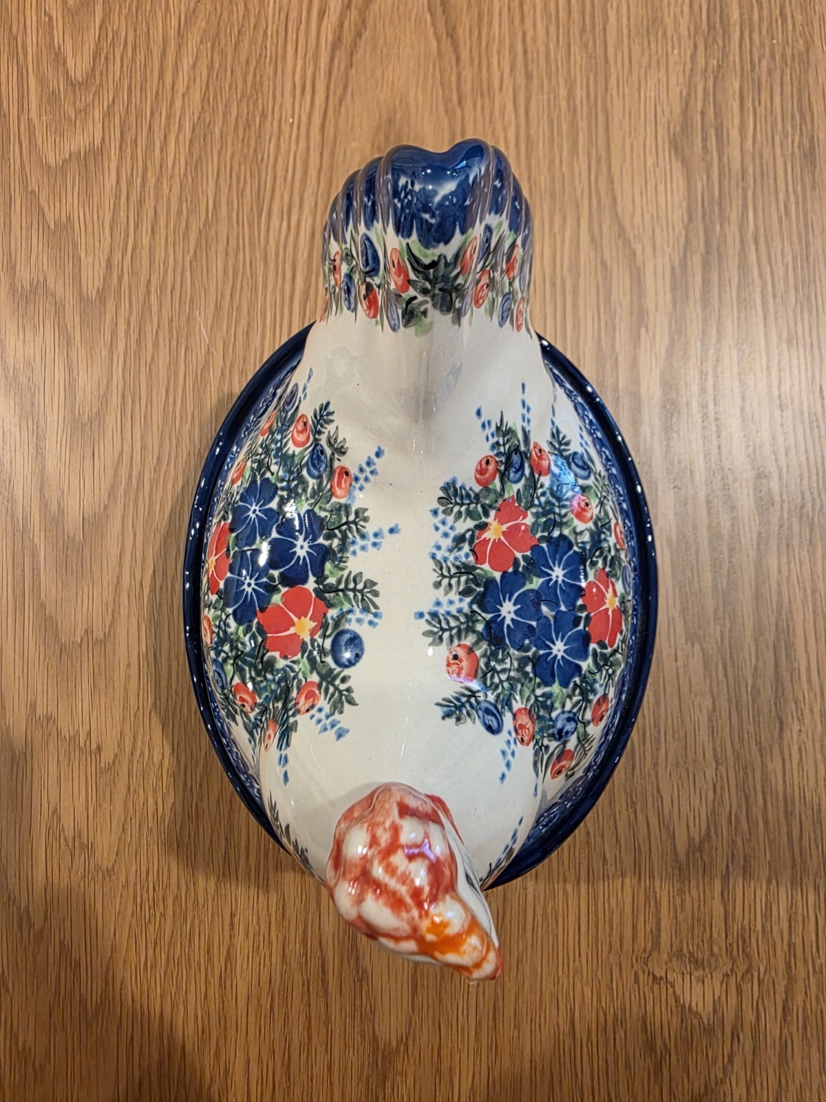 Polish Stoneware Chicken Hen Unikat Poland Hand Painted