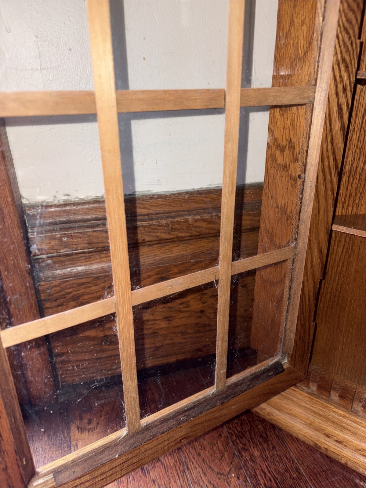 Vintage Oak Curio Corner Cabinet Shelf Display Farmhouse