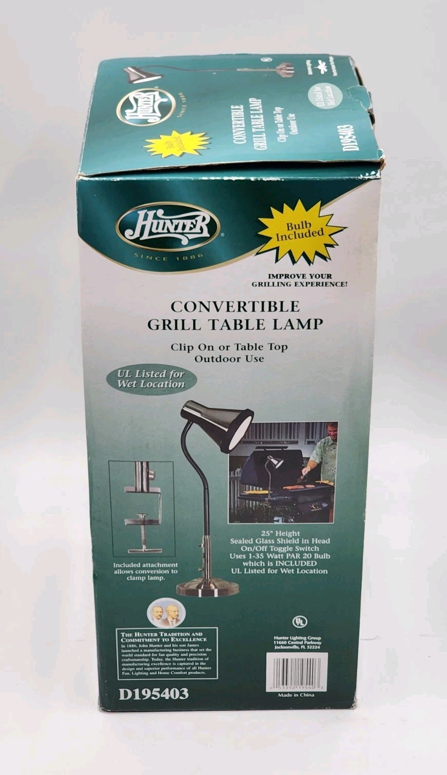 Hunter 25" Convertible Grill Table Lamp D195403 UL Listed - New - Free Shipping