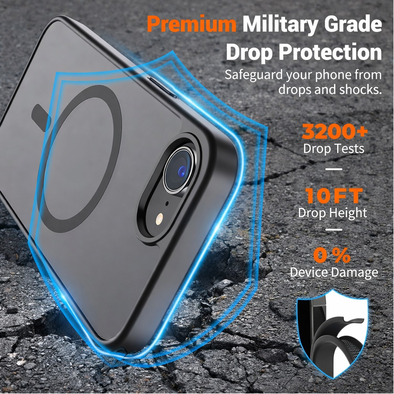 For iPhone 17e Case 16e Phone Cover Magnetic Shockproof Frost + Tempered Glass