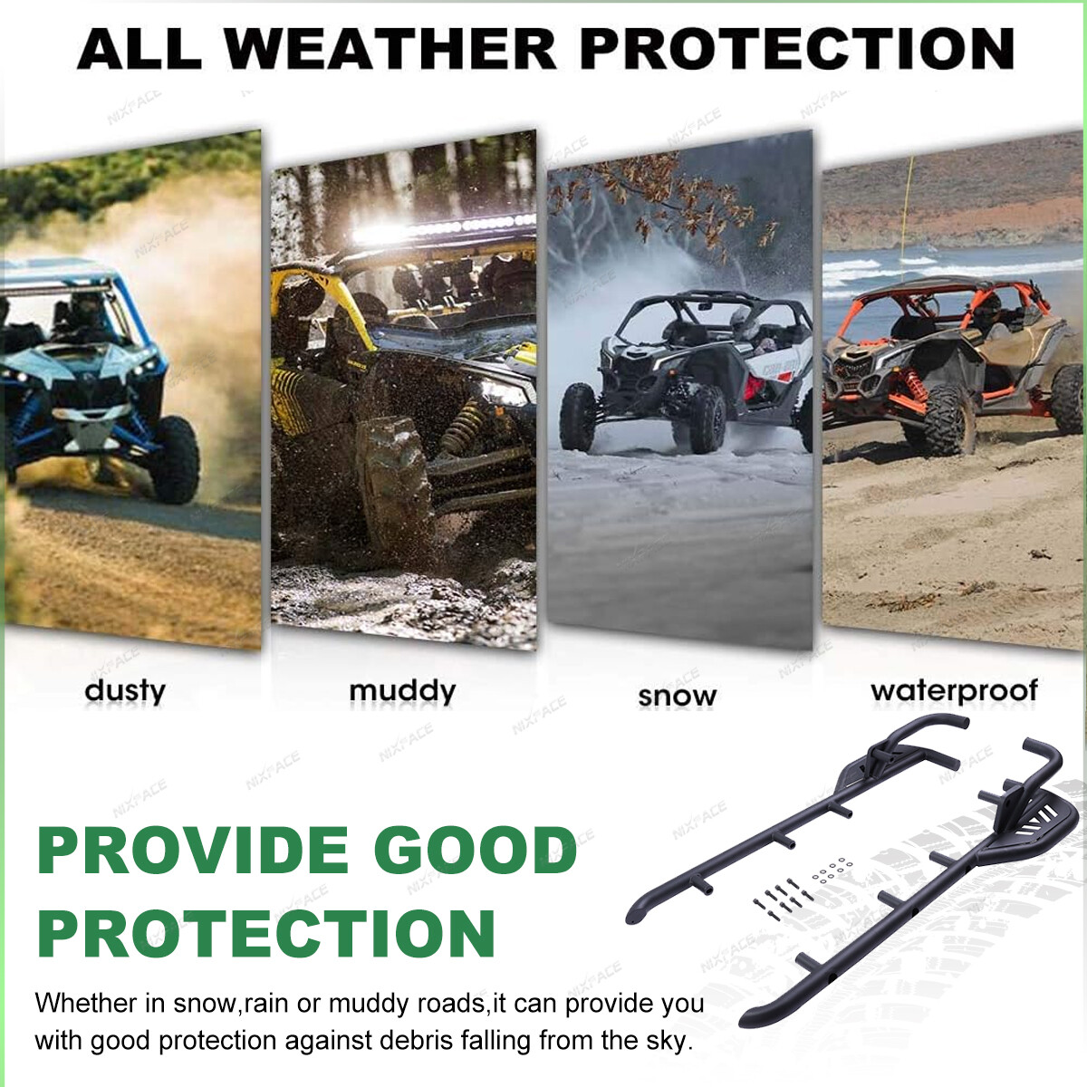 Rock Sliders Side Nerf Bars 2 Door for 20-23 Kawasaki Teryx KRX 1000 #99994-1314