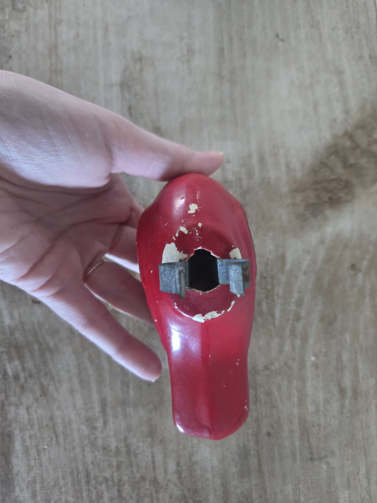 Roseville Ohio L&H Pottery Red Cardinal Bird Bath Clip On 1960s Vintage