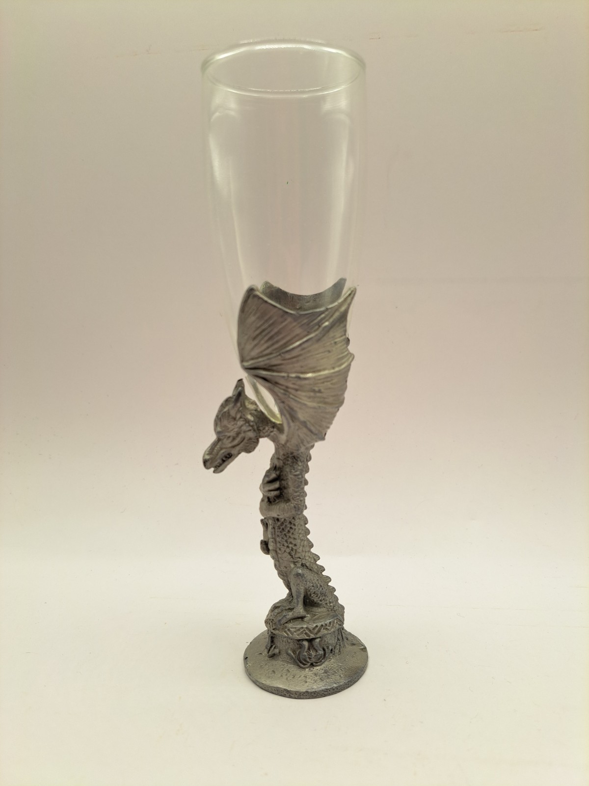 Pewter Dragon Champagne Glass Handcrafted 8"