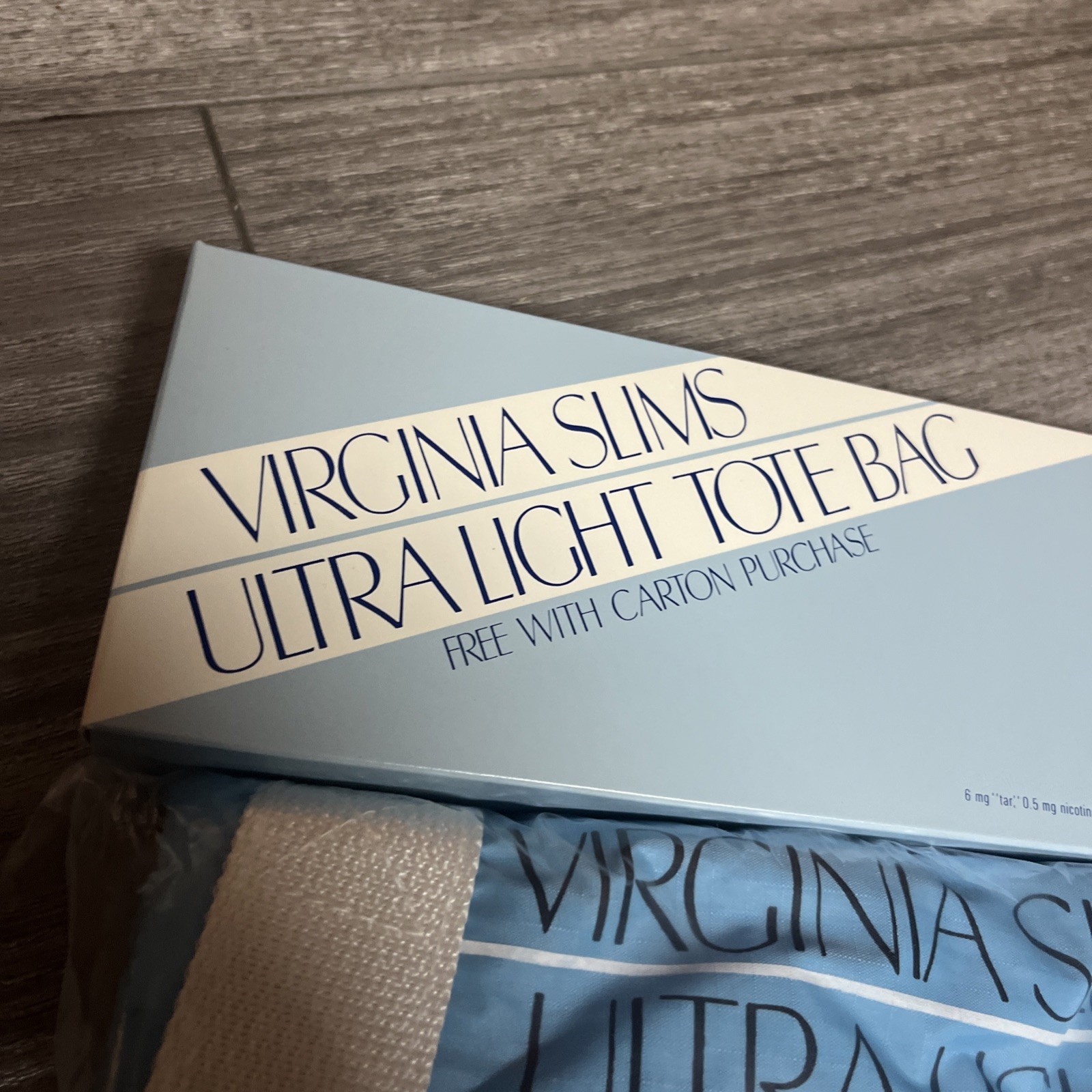 Vintage 1987 New Old Stock, Virginia Slims Ultra Light Tote Bag In Box Unopened