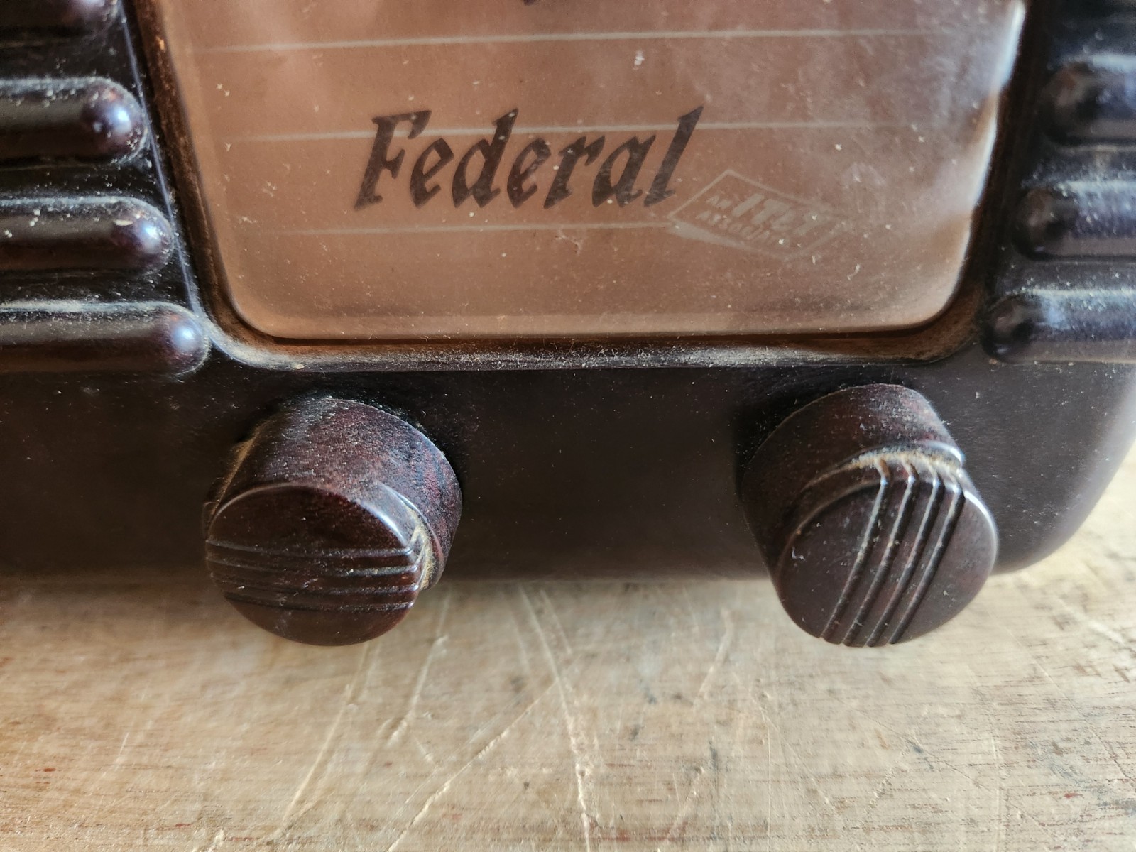 Federal Telephone + Radio Co. 1040TB 1947 Tube Radio Not Working Parts Brown Vtg
