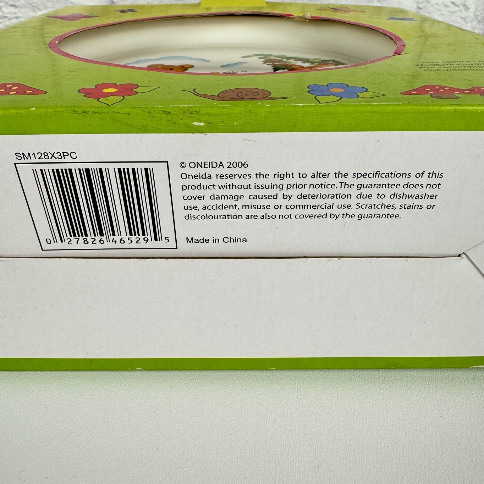 Oneida Picnic Bears Melamine Childs Dish Set 3 Pieces Vintage Apples Mushroom