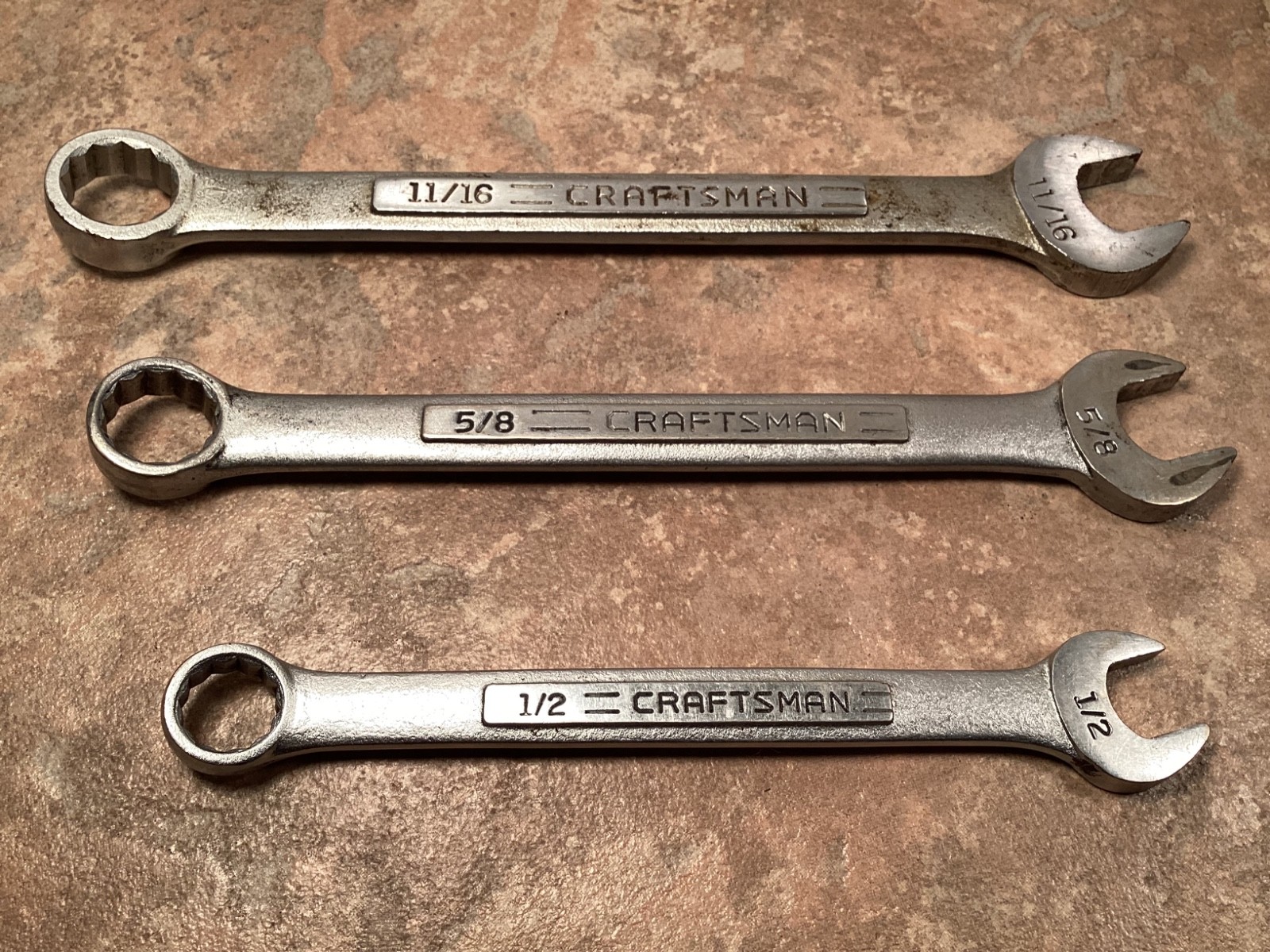 Vintage Craftsman Combination Wrenches -VV- Series Lot of 3 Box and Open End USA