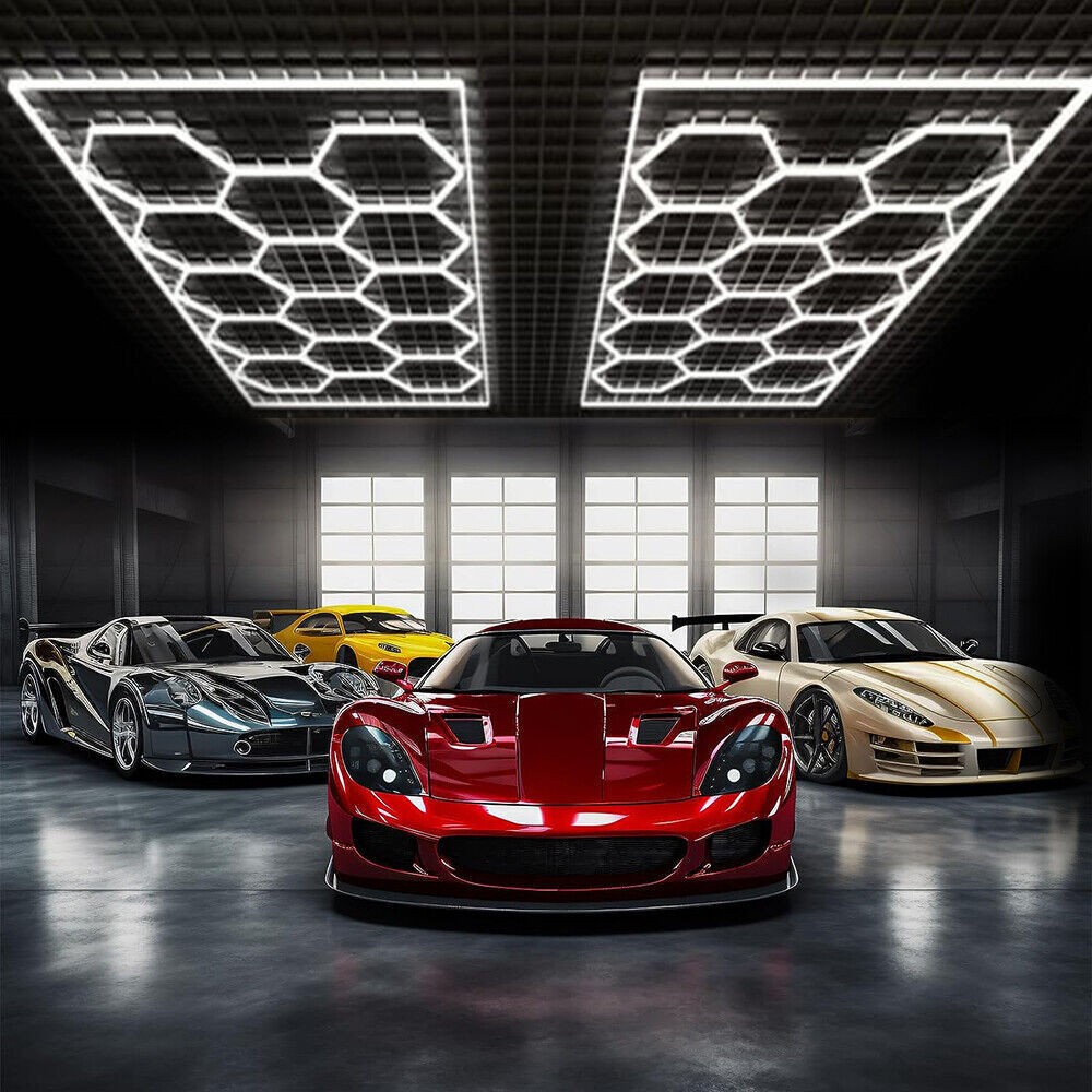 14 Hexagon LED Lighting Car Detail Garage Workshop Gym Honeycomb Lights 6500K US