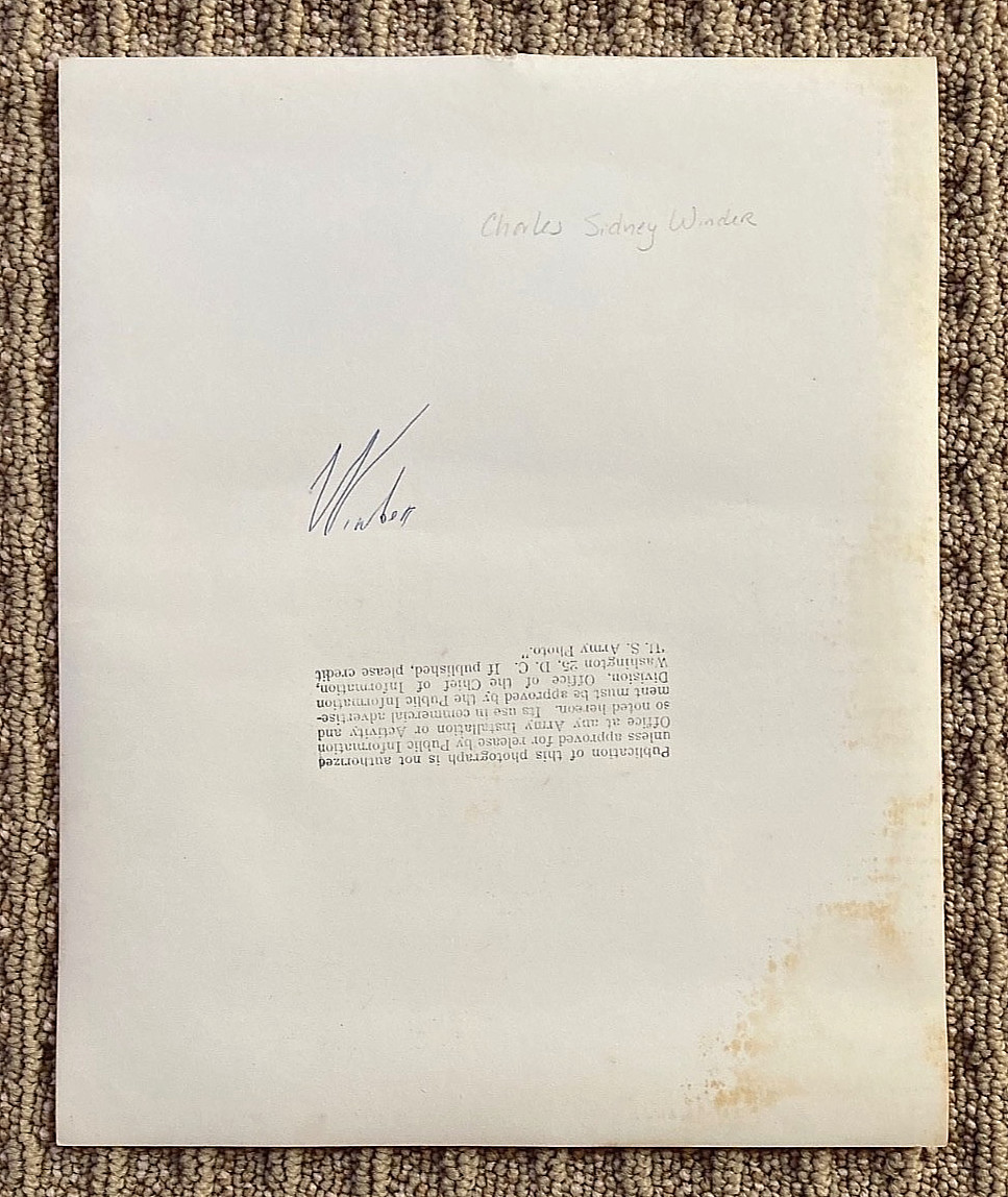 CIVIL WAR CONFEDERATE BRIG GEN CHARLES S. WINDER OFFICIAL WW2 US ARMY PHOTO 1943