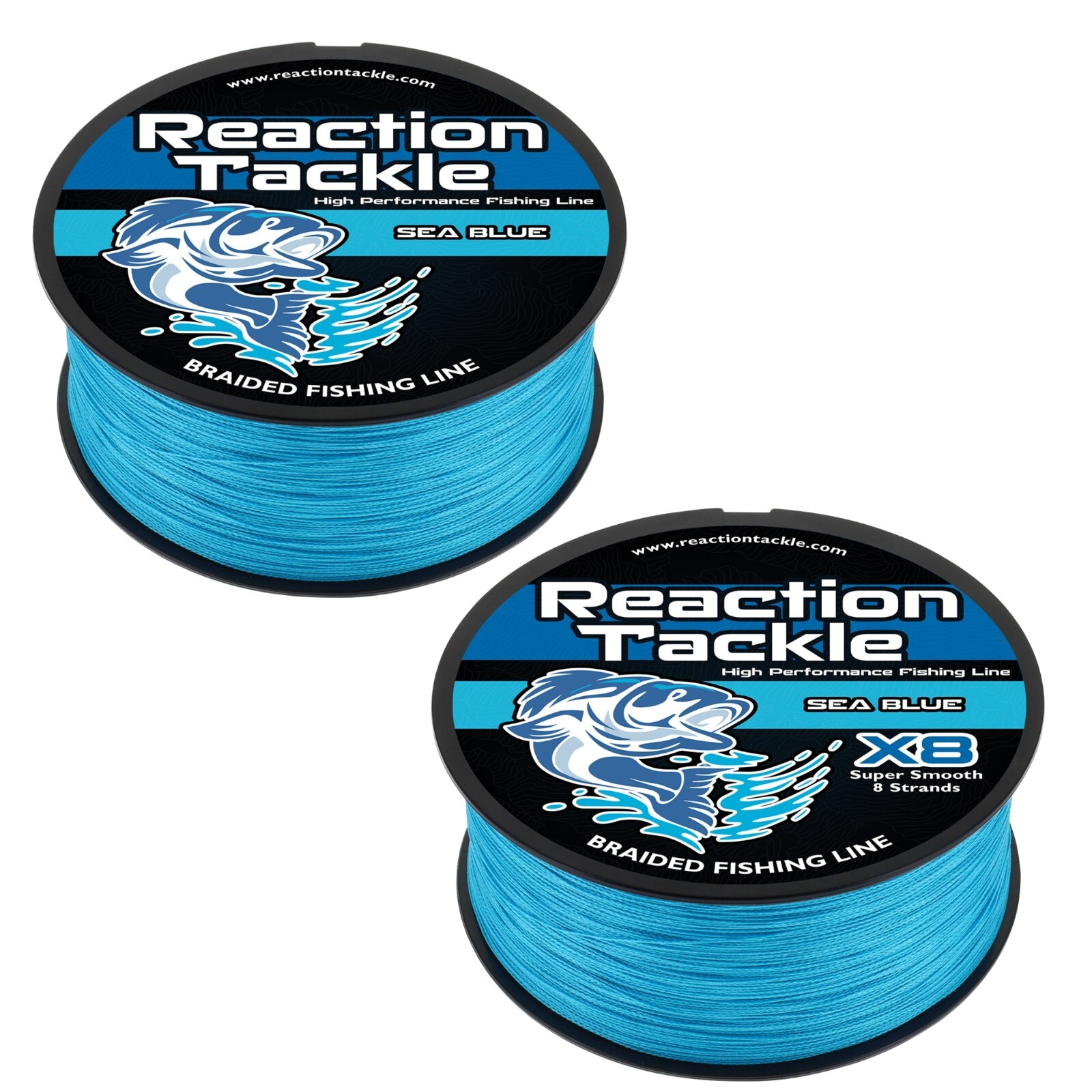 Reaction Tackle High Braided Fishing Line / Braid - Sea Blue 4 and 8 Strand