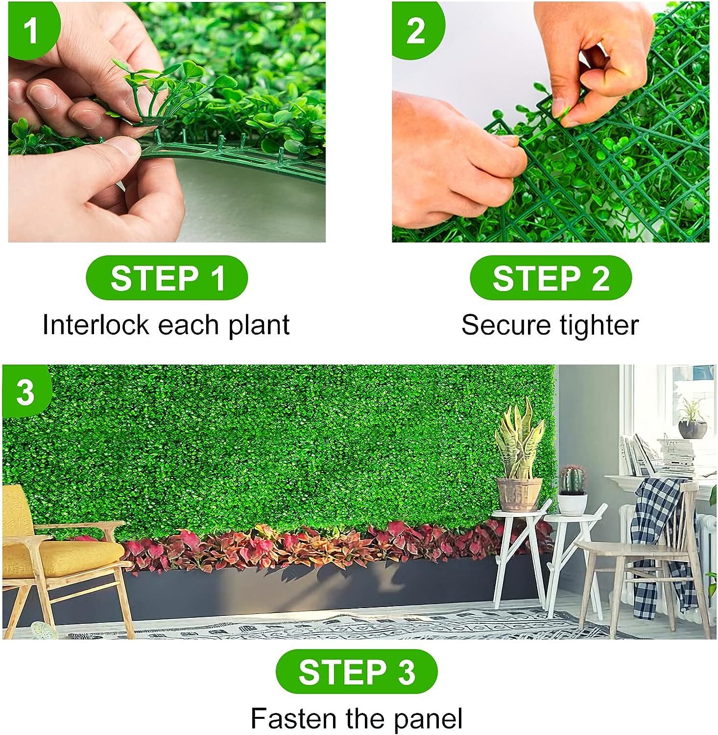 12/24PC Artificial Boxwood Mat Wall Hedge Decor Privacy Fence Panels Grass 24x16