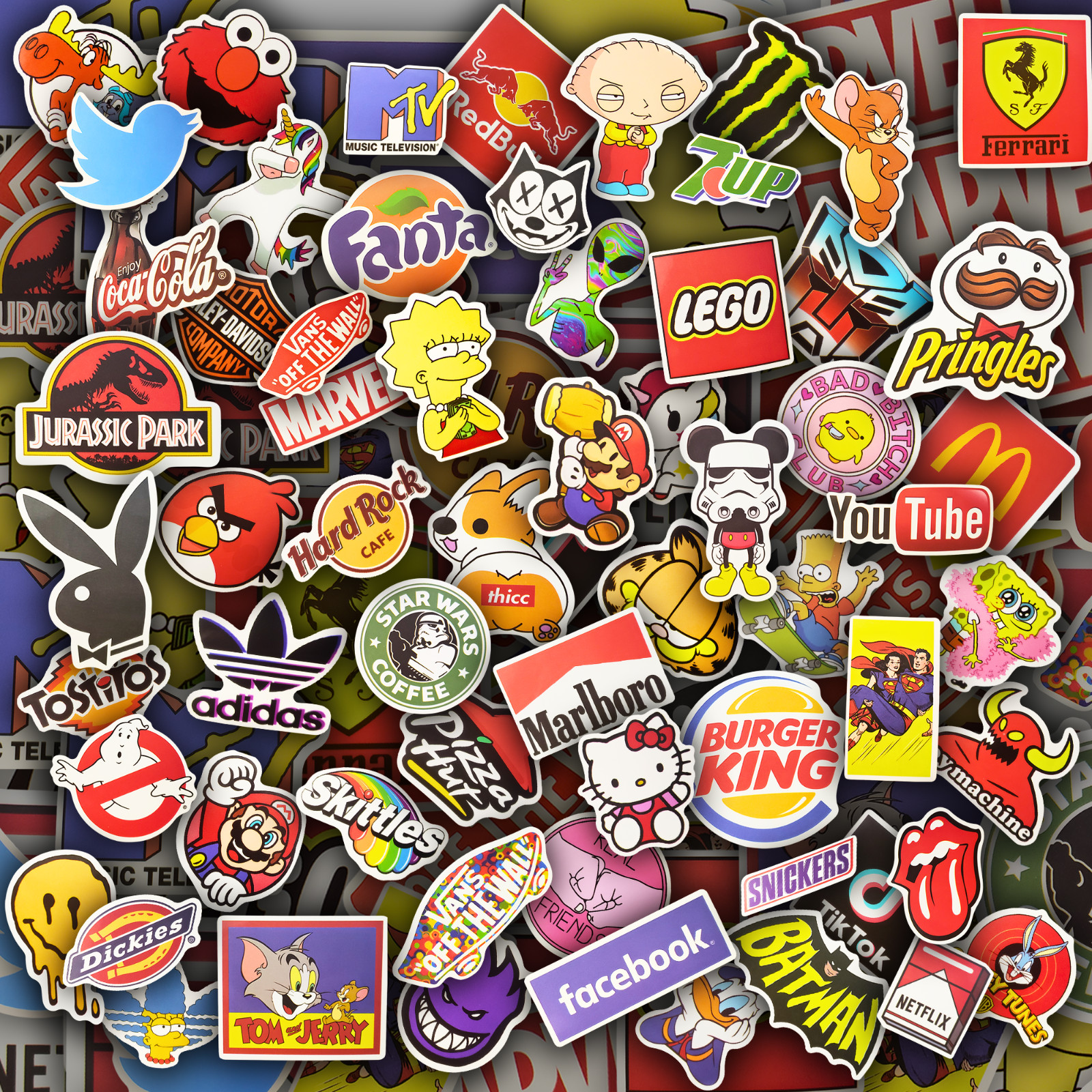 50pcs Waterproof Vinyl Stickers for Water Bottles, Laptops, Skateboard, Luggage
