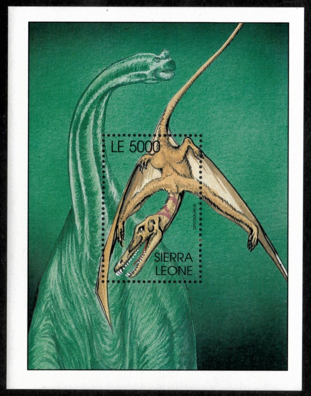 Sierra Leone 2001 - Dinosaurs - Souvenir Stamp Sheet - Scott #2485a - MNH