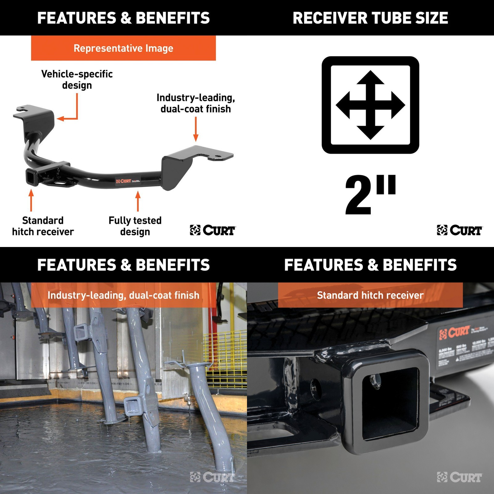 Trailer Hitch Receiver w/ Cargo Carrier Basket Fixed 500 lbs CURT Class 3 #13529