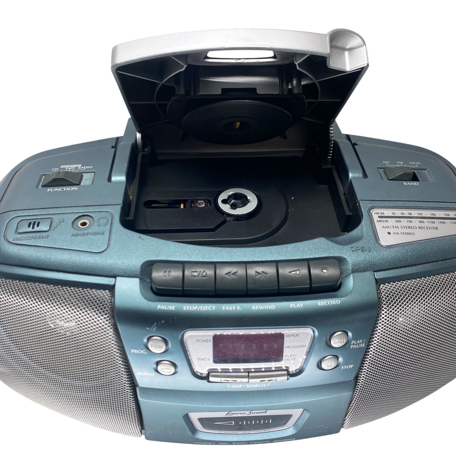 Ionexx Sound Portable CD Cassette Player Recorder AM/FM Radio Boombox Teal 2001