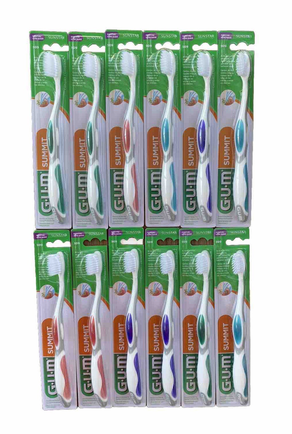 12 Pack Gum Sunstar #509 Summit Sensitive Compact Toothbrushes