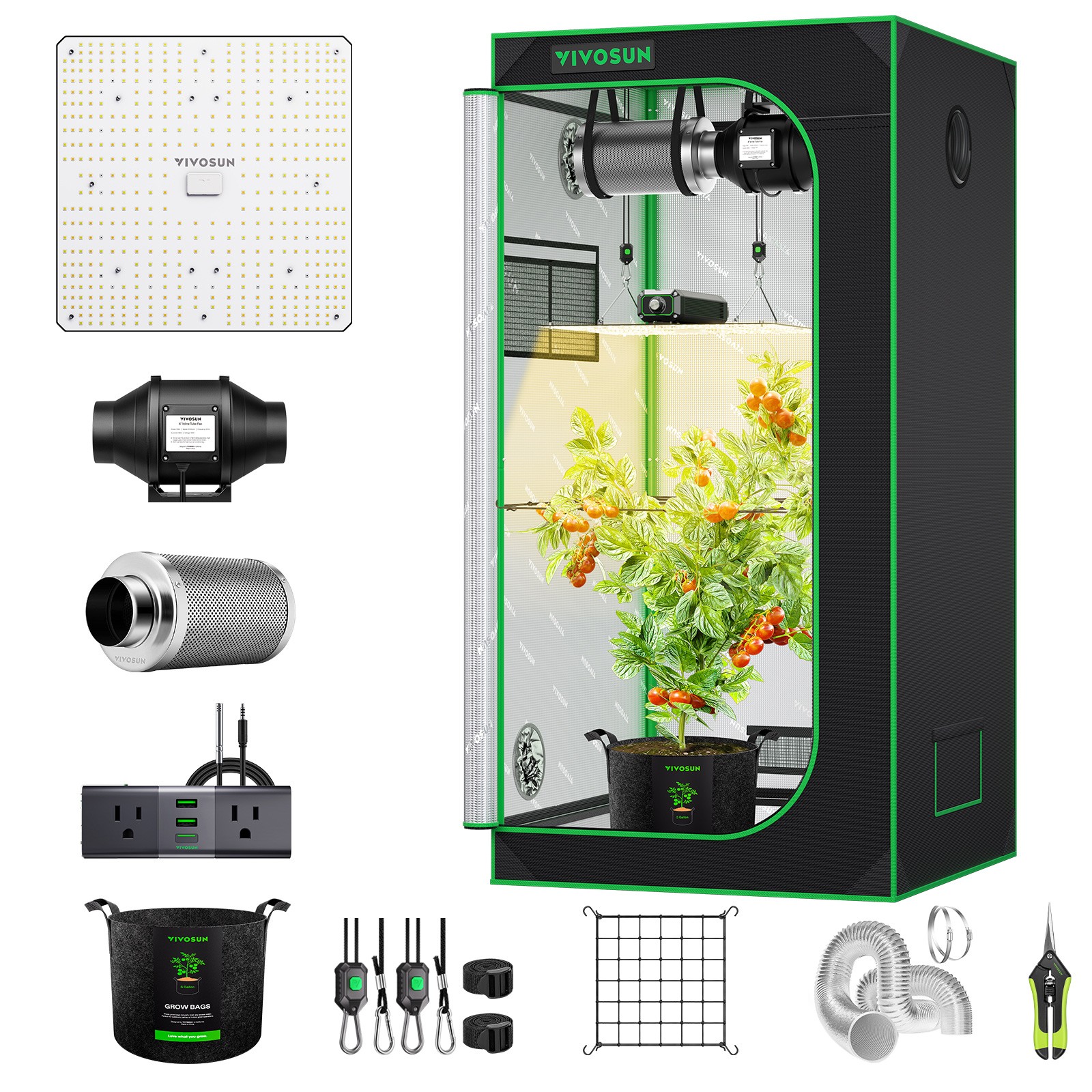 VIVOSUN 2.7x2.7ft Wifi Starter Grow Tent Kit 150W LED 4" Ventilation Kit w/ A22