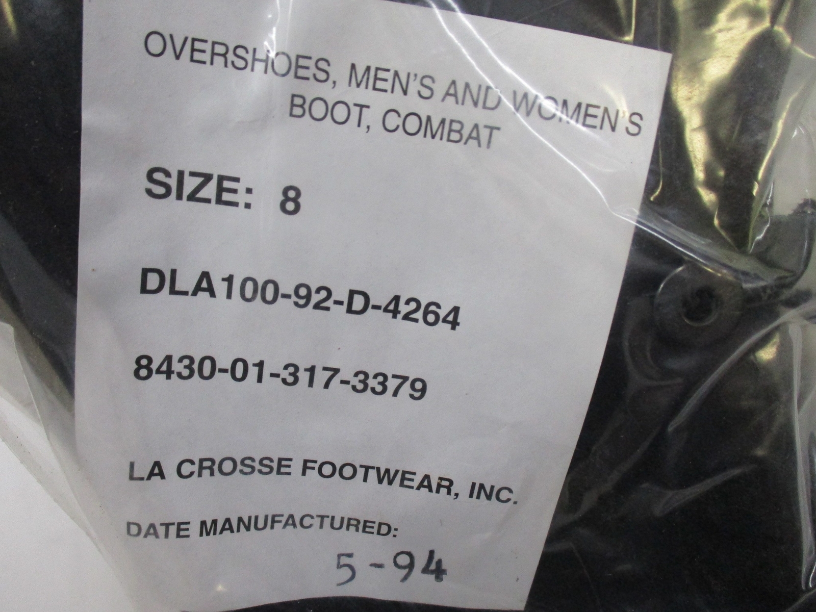 NIB USGI RUBBER OVERBOOTS MILITARY WET WEATHER OIL BOOT COVERS SLIP-ON SIZE: 8