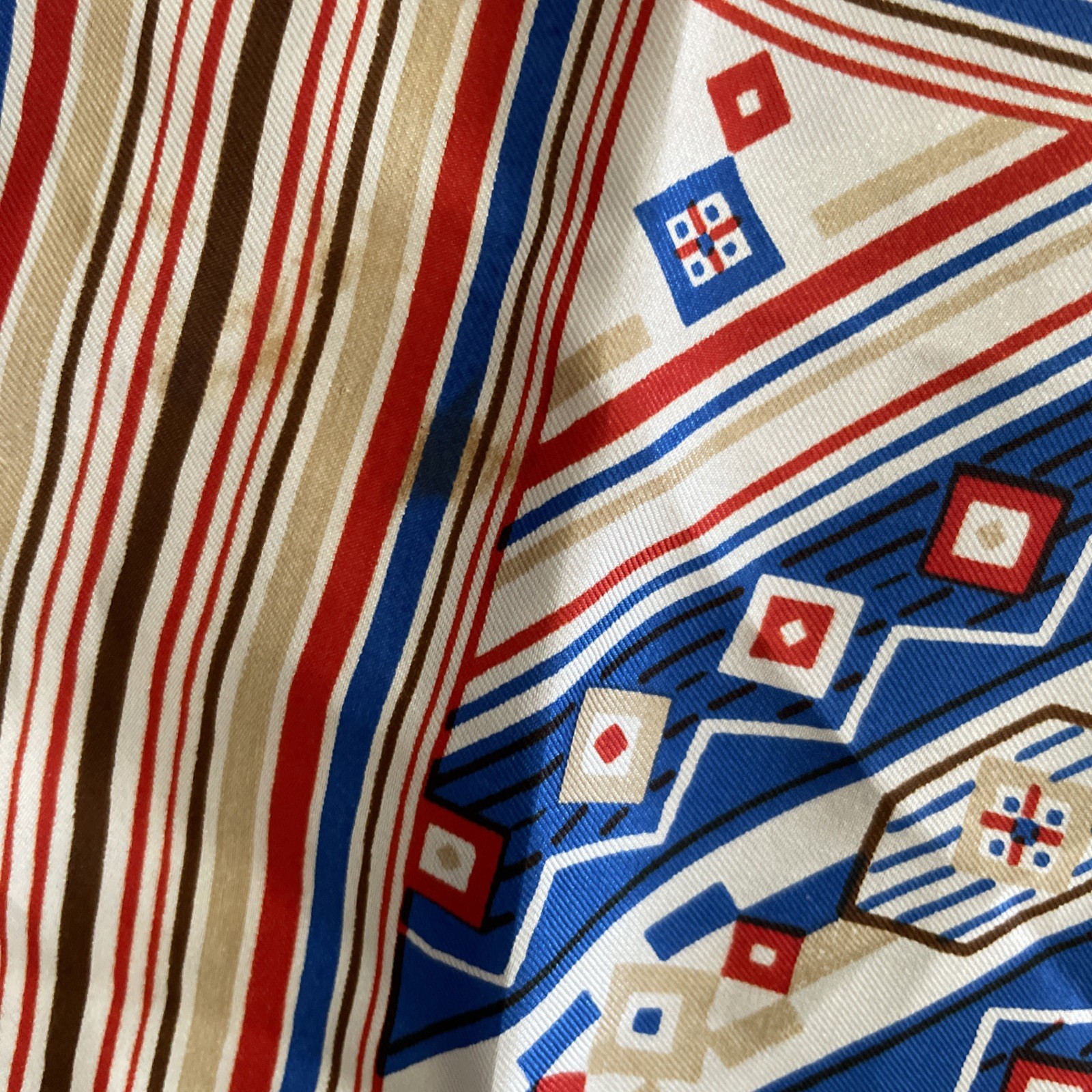 Vintage silk scarf MCM by Glentex mod Tribal Geometric Aztec Western 43” x 13”