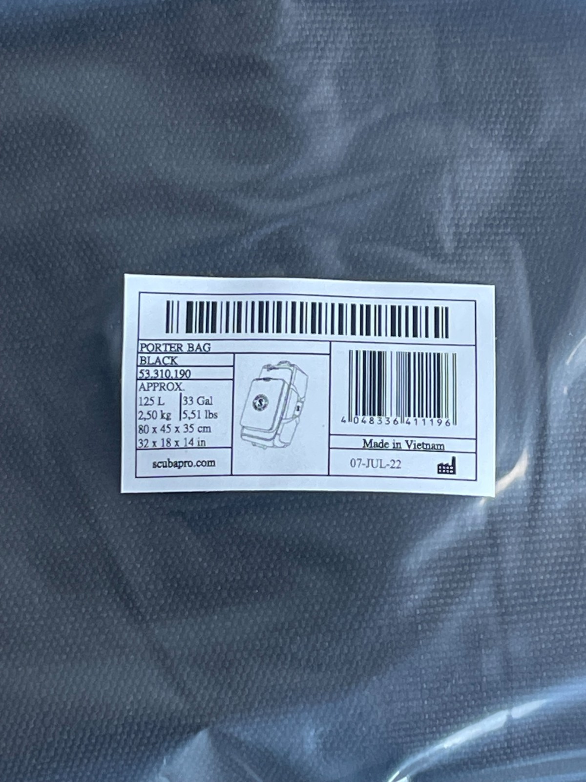 SCUBAPRO 53.010.190 Porter Bag 125L Duffle For Scuba Diving Gear Black