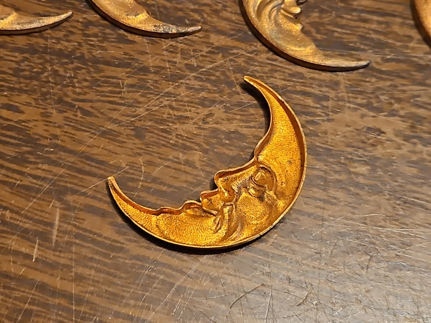 Lot Of 10 Half Moons France Vintage 60s Brass Stampings Findings Jewelry