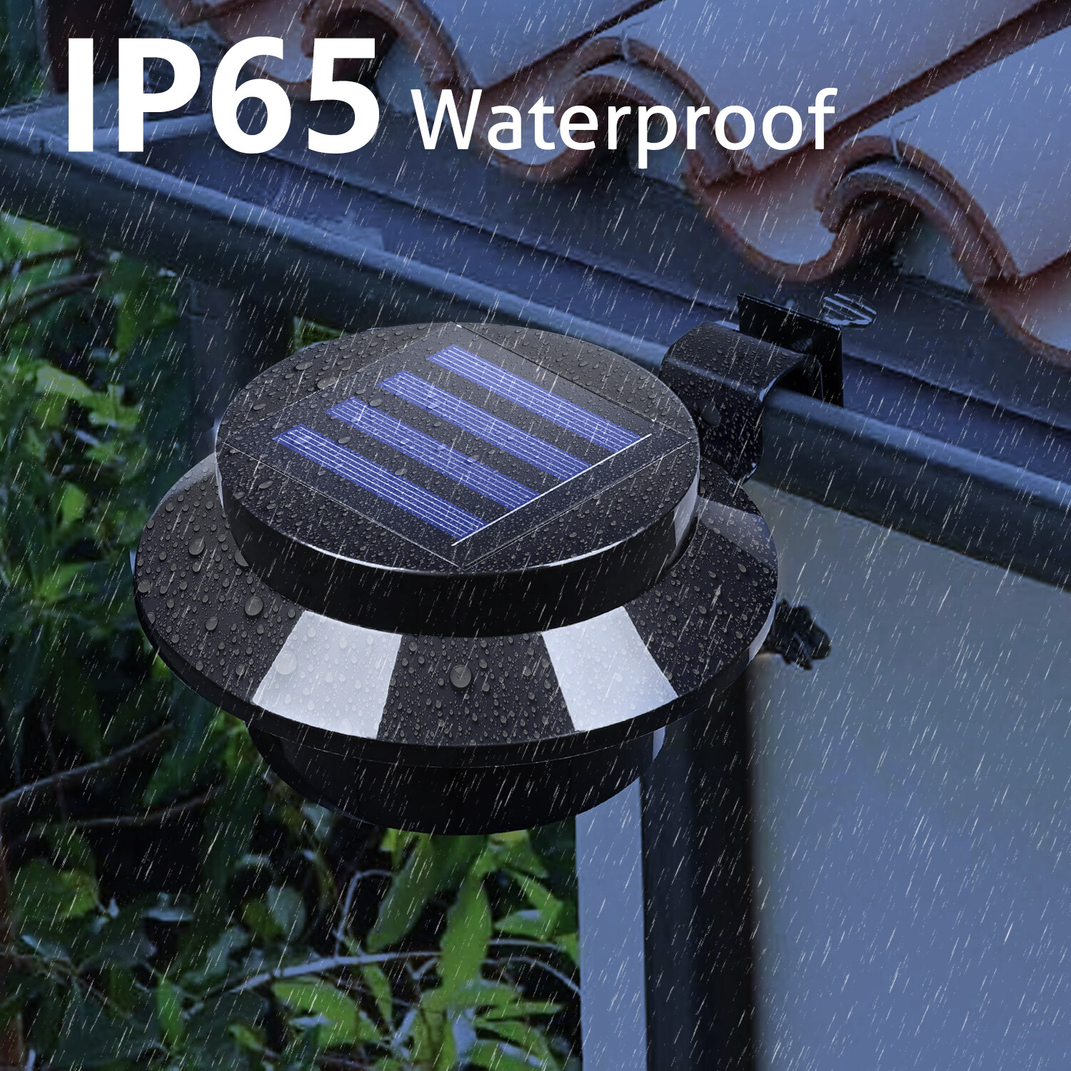 8 Pack Waterproof Solar Powered LED Outdoor Gutter Lights with Brackets Garden