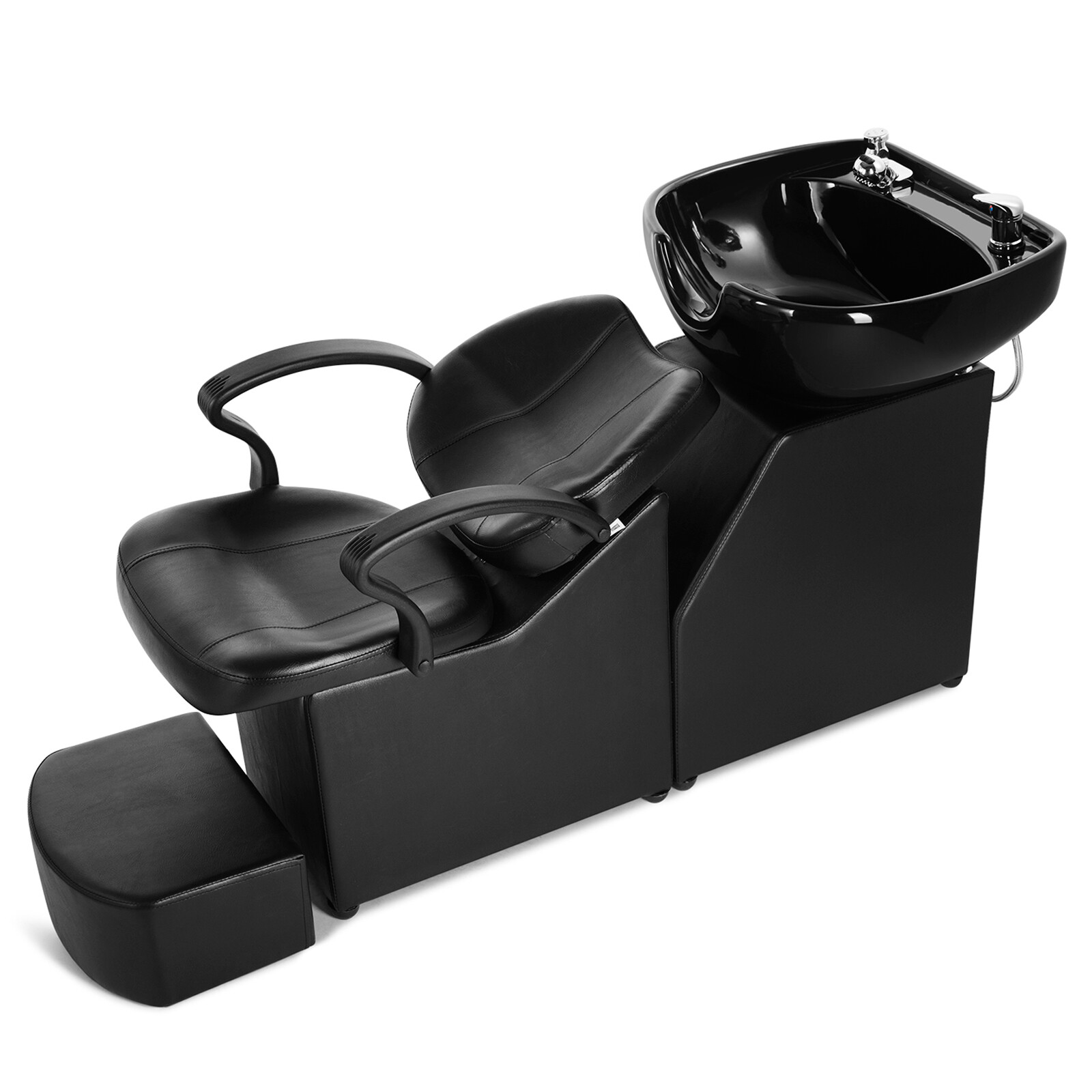 Barber Backwash Unit Shampoo Chair Ceramic Bowl Sink Beauty Salon Spa w/Footrest