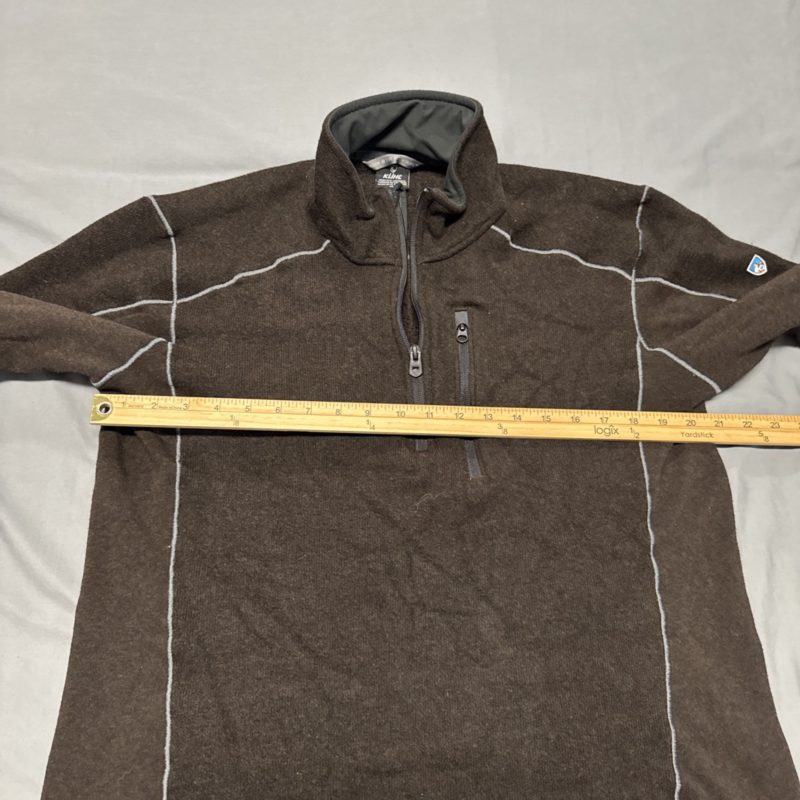 KUHL Mens Brown Fleece 1/4 Zip Pullover Sweater Jacket XL
