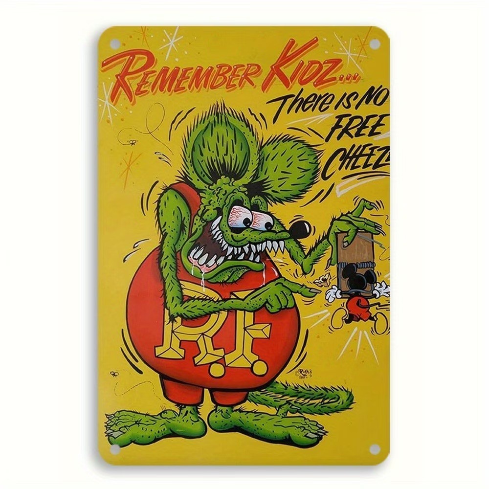 Vintage Retro Rat Fink Metal Sign 8 x 12" 1960s Cartoon Man Cave Decor