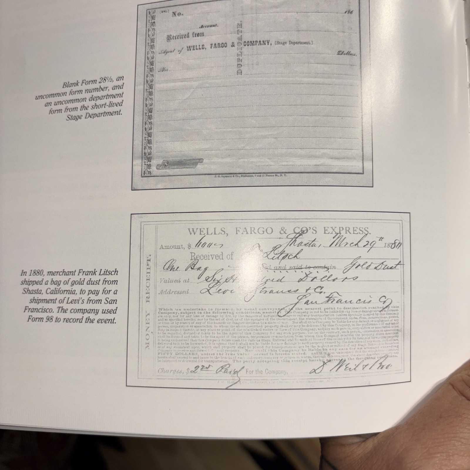 Wells Fargo & CO’s Express Receipt for Payment In Gold Dust to Levi Strauss Co