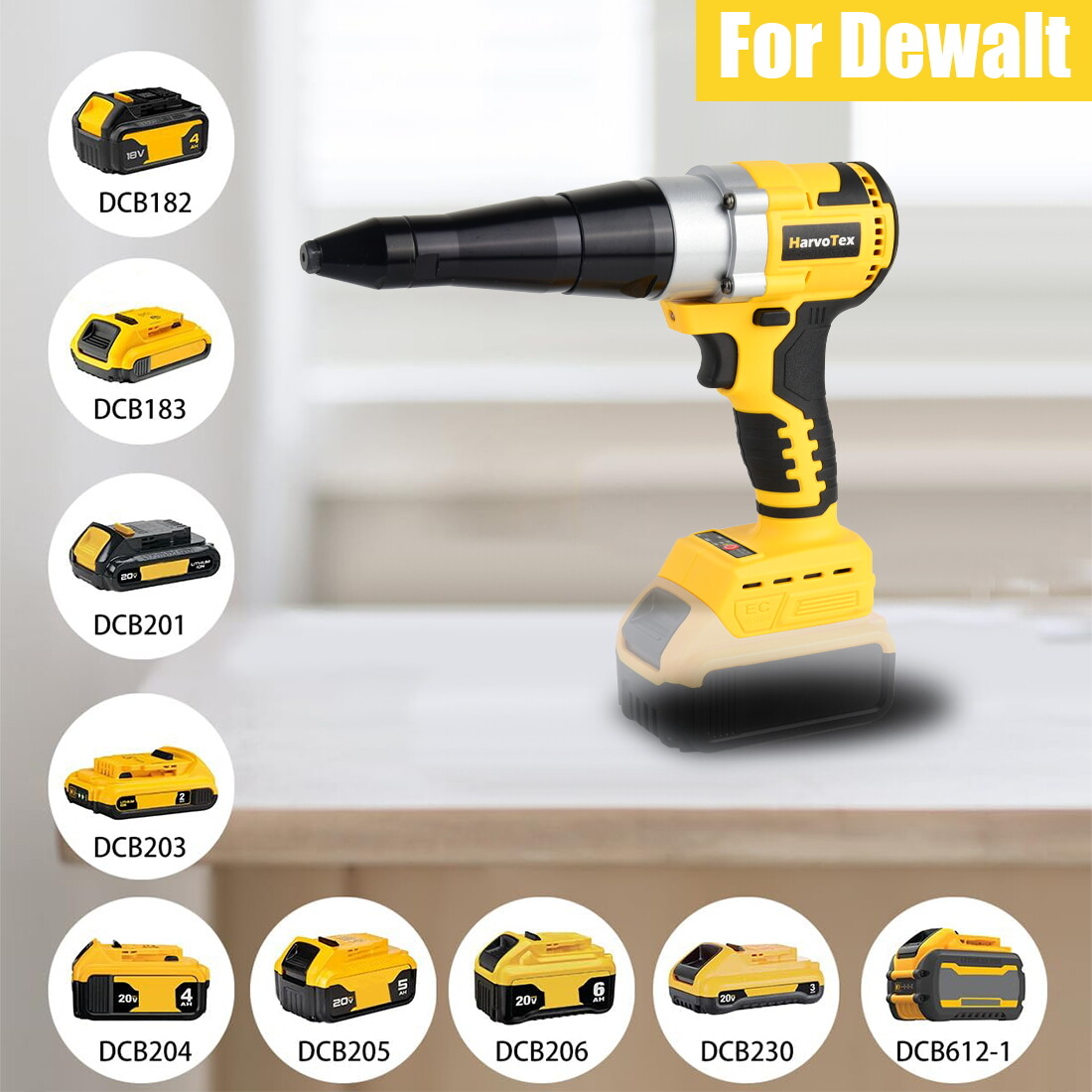Cordless Brushless Rivet Gun for DeWalt 20V Battery,Electric Rivet Gun Tool Only