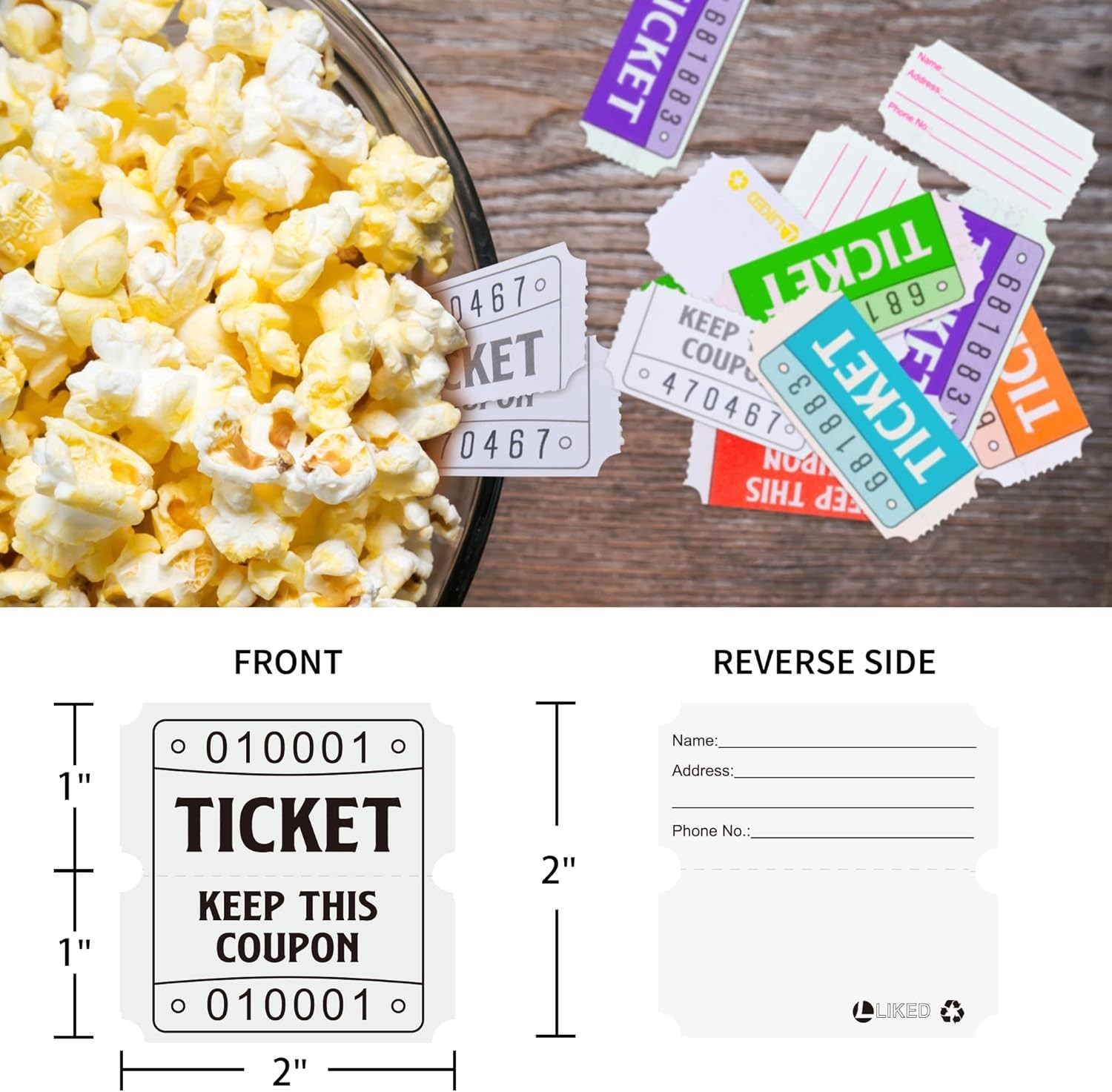 All-in-One Set of 16000 Colorful 50/50 Raffle Tickets for Events & Fundraisers