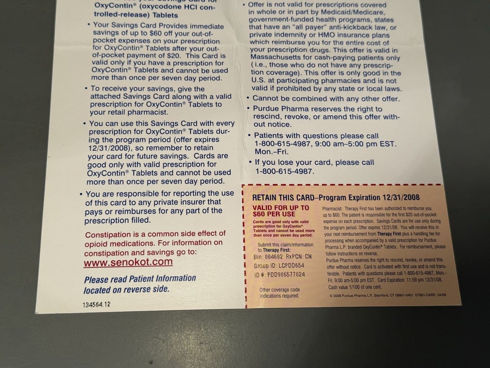 OXYCONTIN Drug Savings Cards • $60 Savings Card • OxyContin Discount Card •