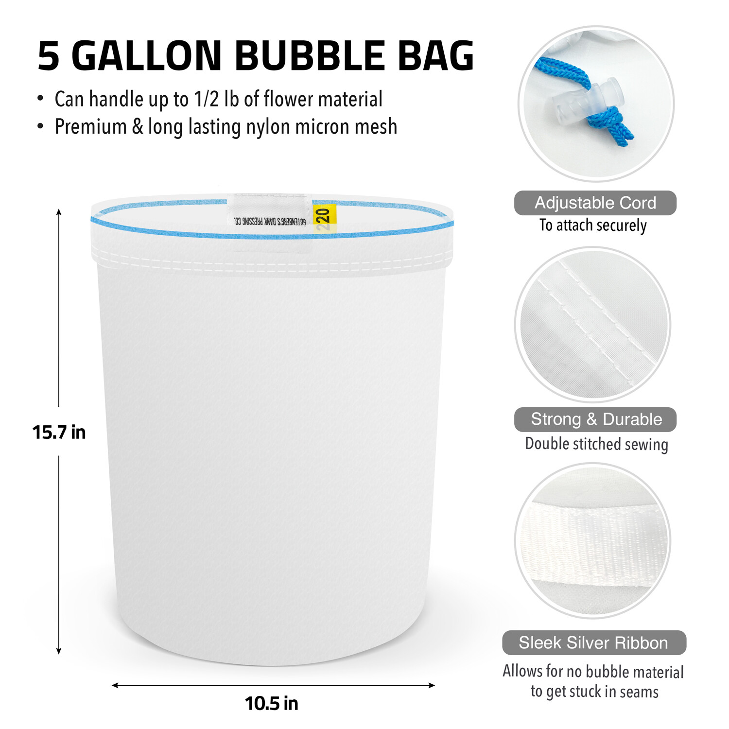 Gutenberg's Dank Pressing Co. All Mesh 5 Gallon Bubble Bags