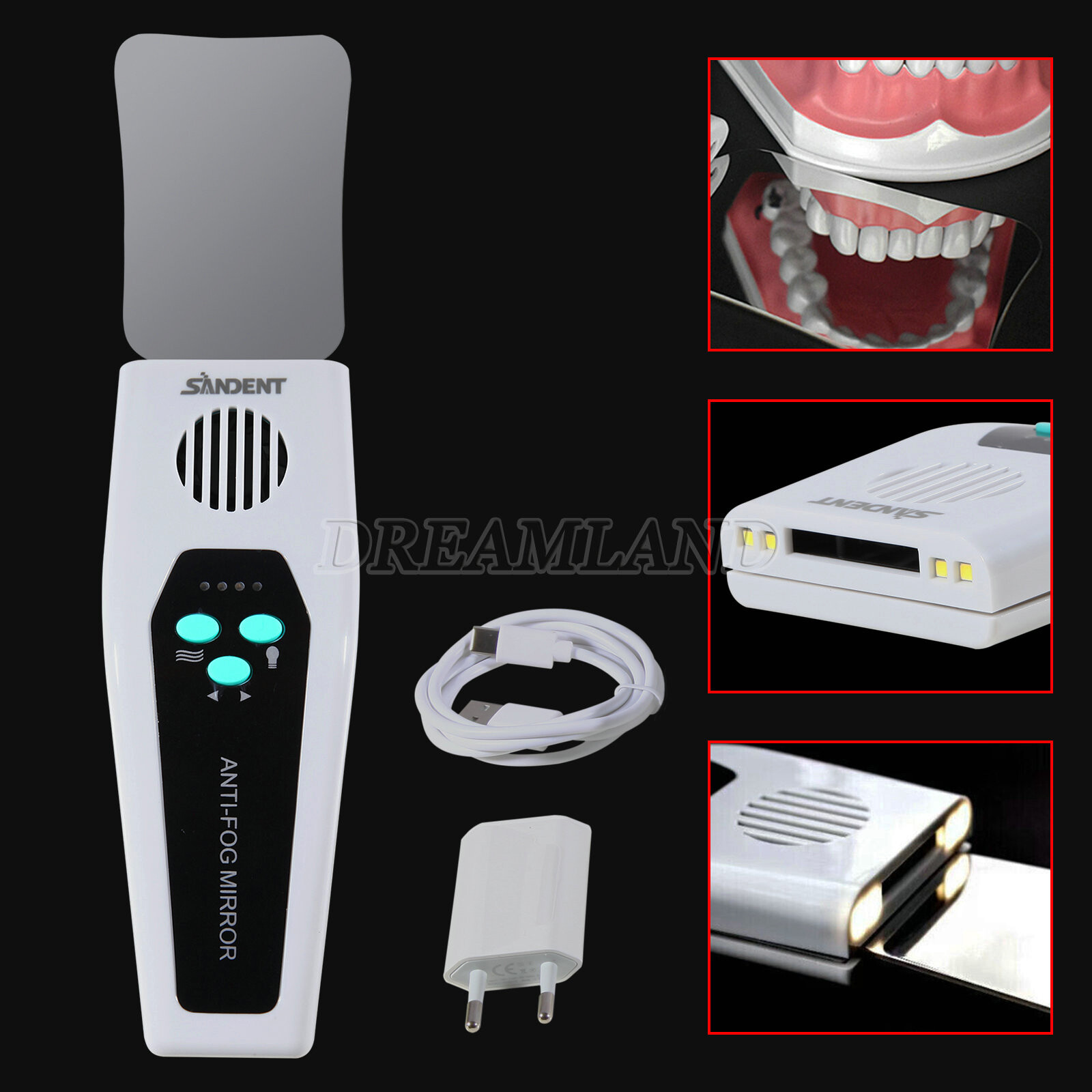 Dental Anti-fog Mirrors Photography Reflector No-Fog LED Automatic Mirrors Kit
