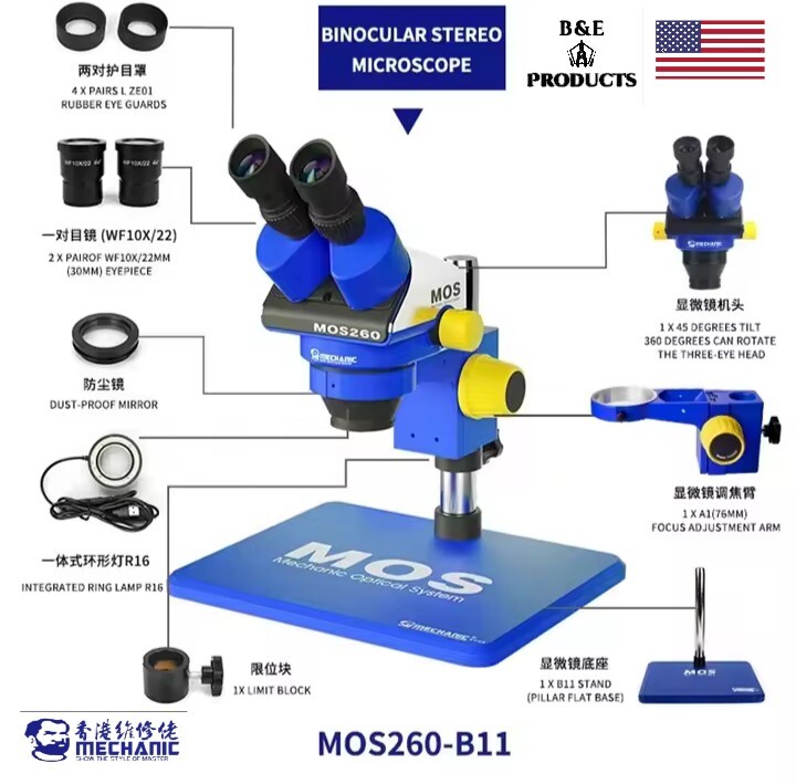Mechanic MOS260-B11 Binocular Stereo Microscope For PCB Repair
