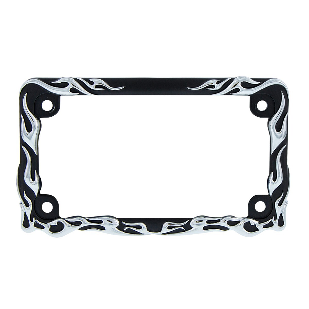 United Pacific 50129 Black w/Chrome Tribal Flame Motorcycle License Frame 1 Unit