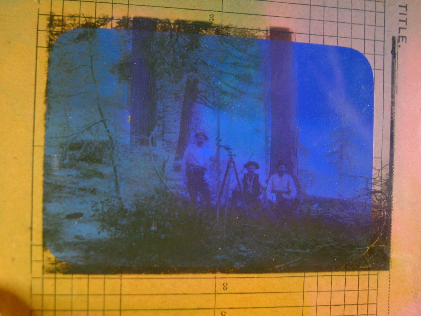 Surveyors with Inclined Standard Mining Transit 1800s Glass Magic Lantern Slide