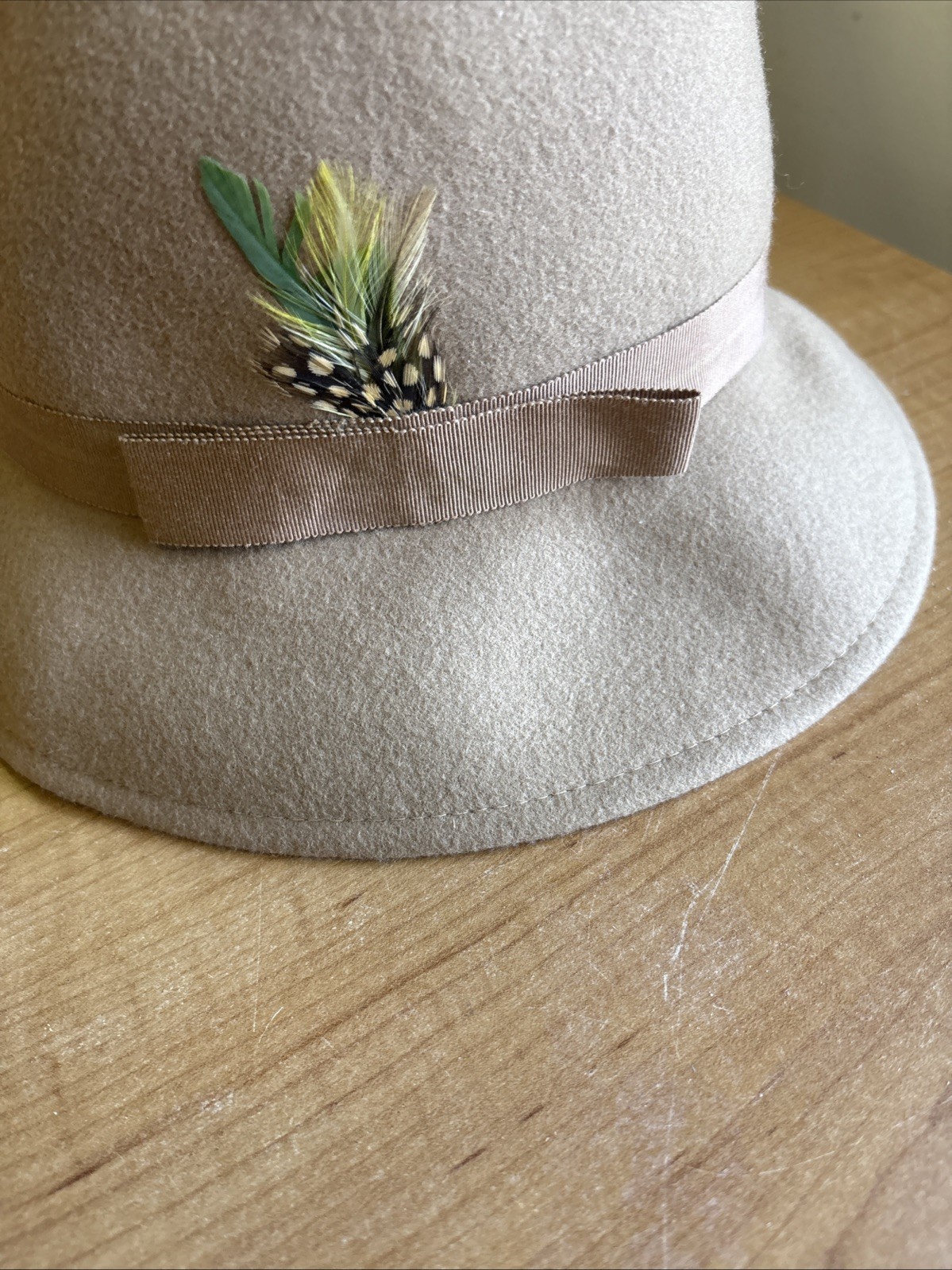 Vintage Women's Doeskin Felt Hat 100% Wool Geo. W. Bollman Feathers 🔥🔥🔥