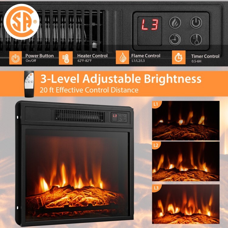 Entertainment Center Table Electric Fireplace TV Stand With Adjustable Shelves