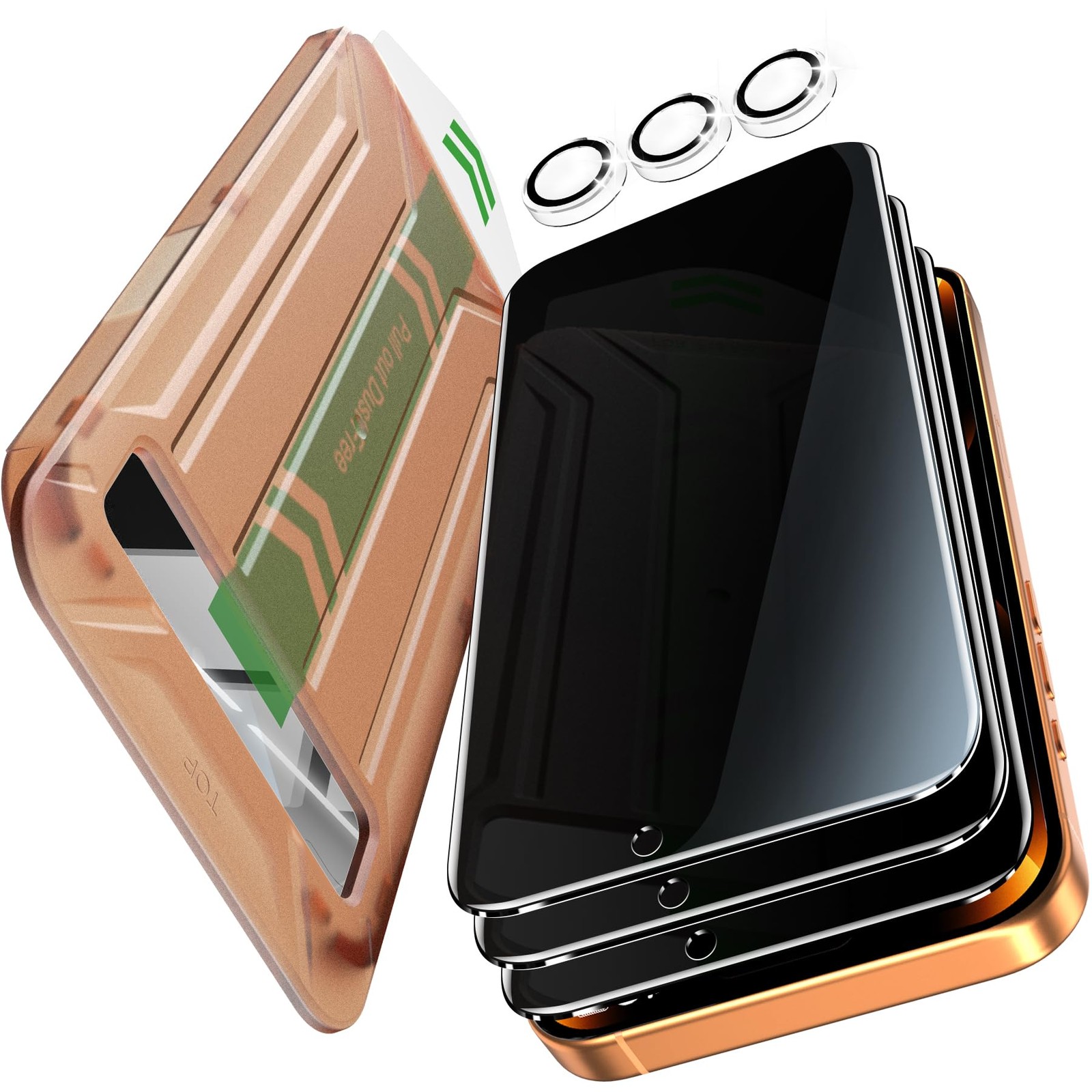 3 Pack for iPhone 17 Pro Max Privacy Screen Protector Tempered Glass +Lens