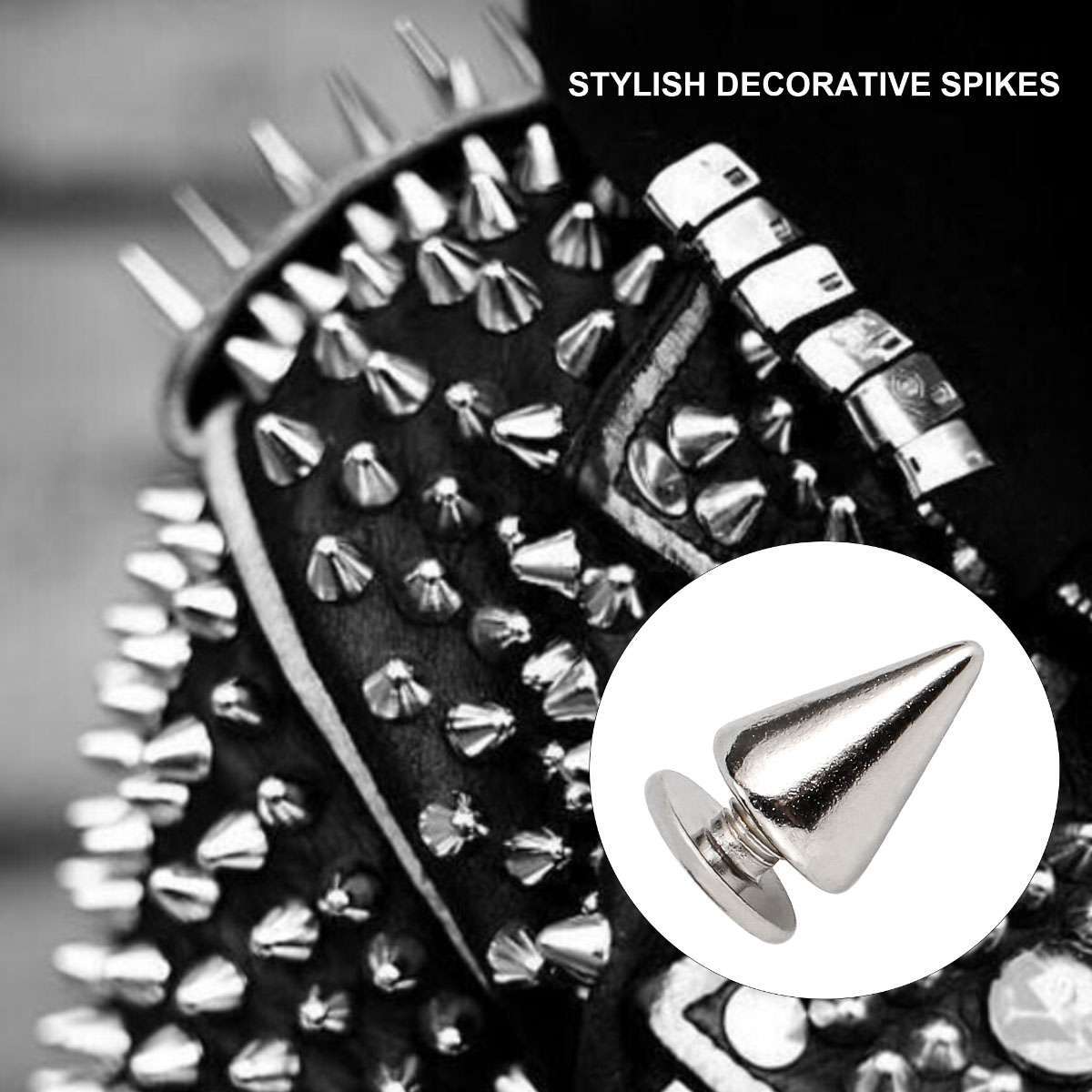 100X Punk Cone Metal Spikes Rivets Studs Screw Back For Clothing Jacket Leather